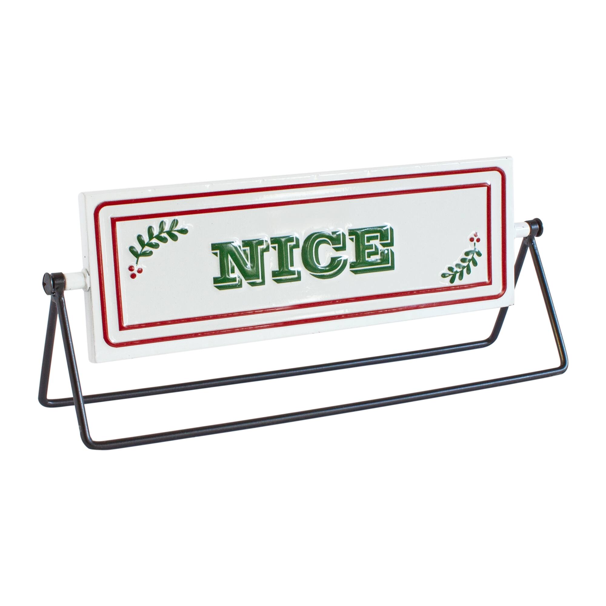 Alt View 2. BreeBe - Reversible Christmas Sentiment Metal Table Sign (Set of 2) - Red, White.