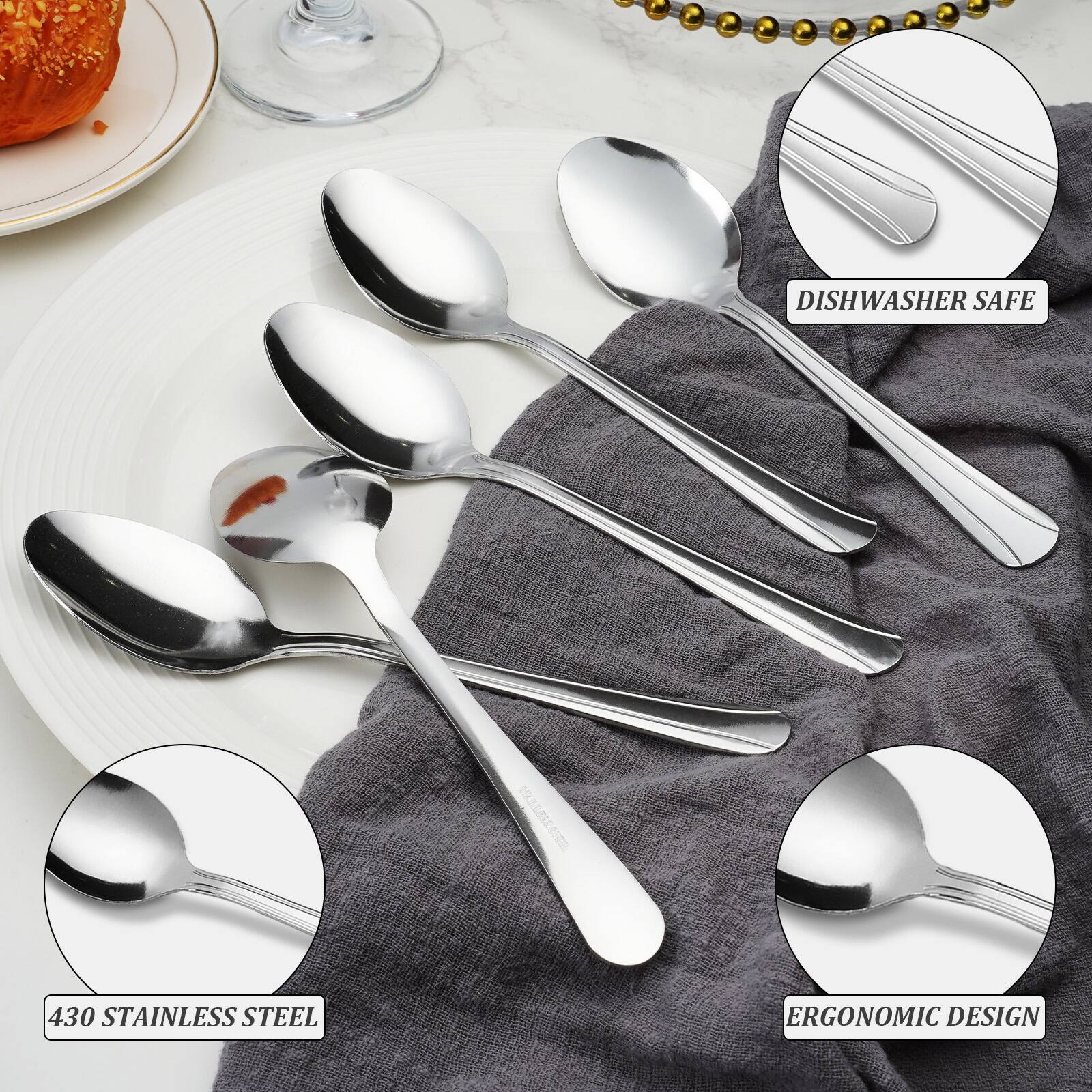 Dishwasher Safe  
430 Stainless Steel  
Ergonomic Design