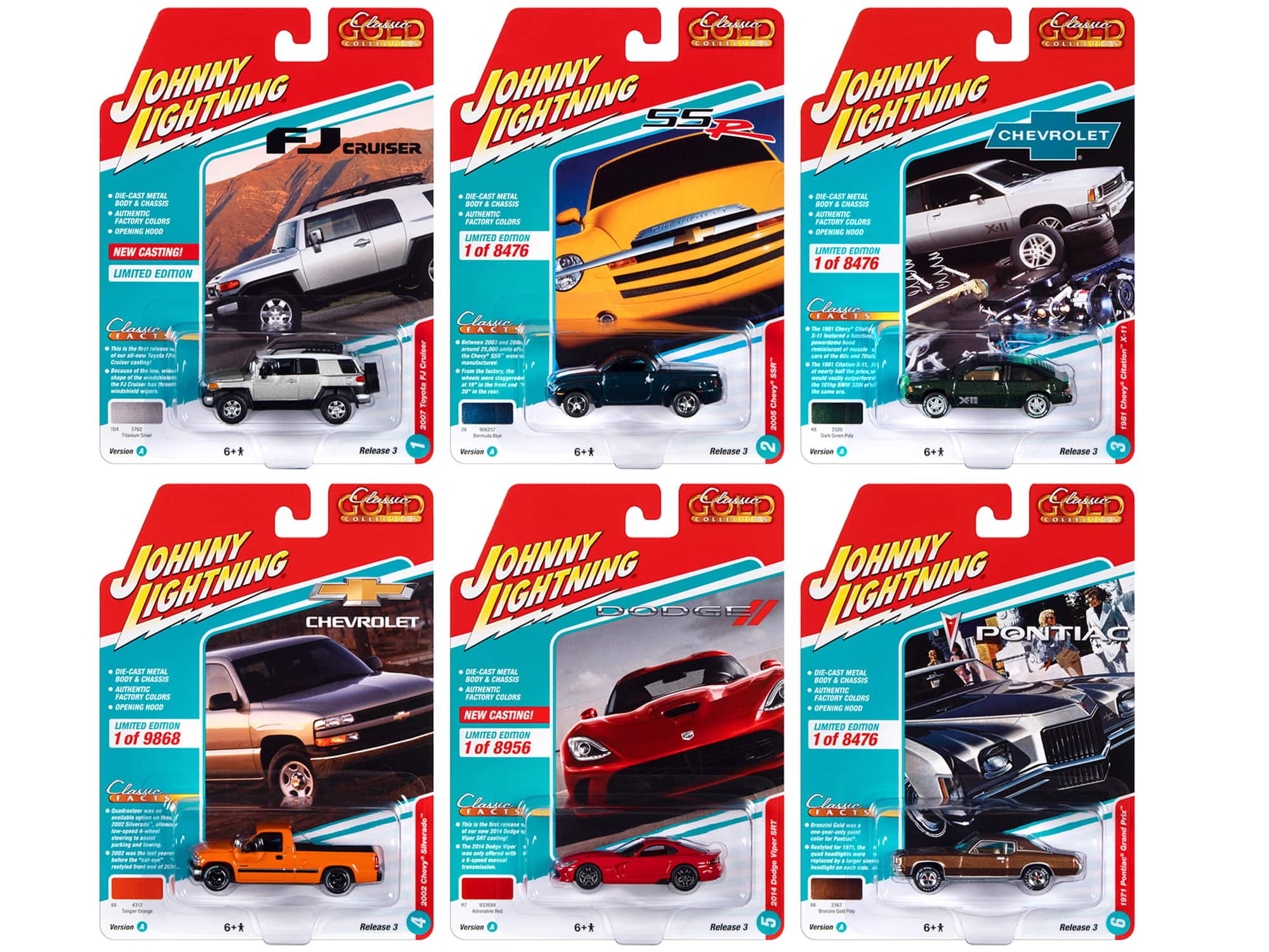 """Classic Gold Collection"" 2022 Set A of 6 Cars Release 3 1/64 Diecast Model Cars by Johnny Lightning" price history on PriceWatchPro