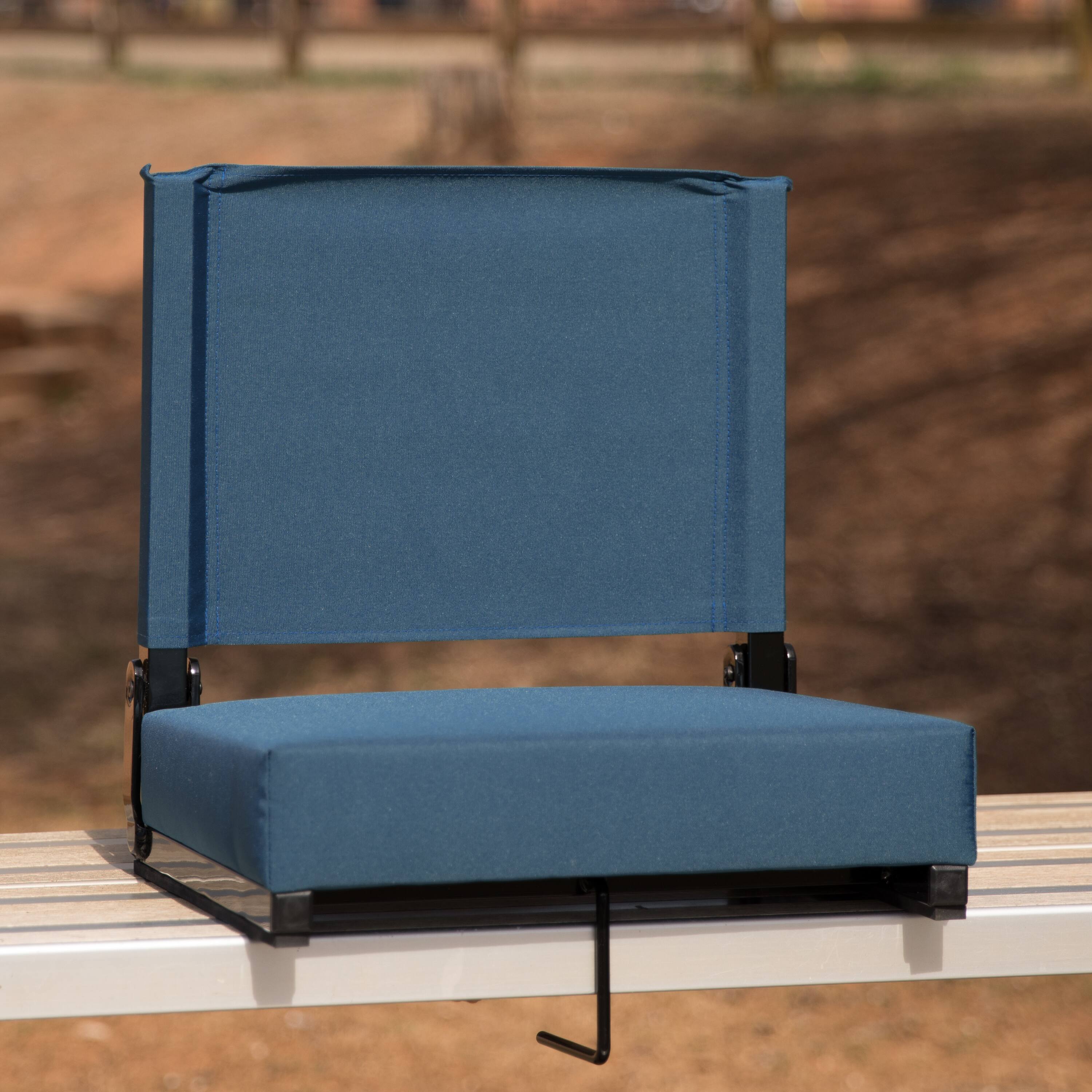 Alt View 1. Emma + Oliver - 500 lb. Rated Lightweight Stadium Chair with Handle & Ultra-Padded Seat - Teal.