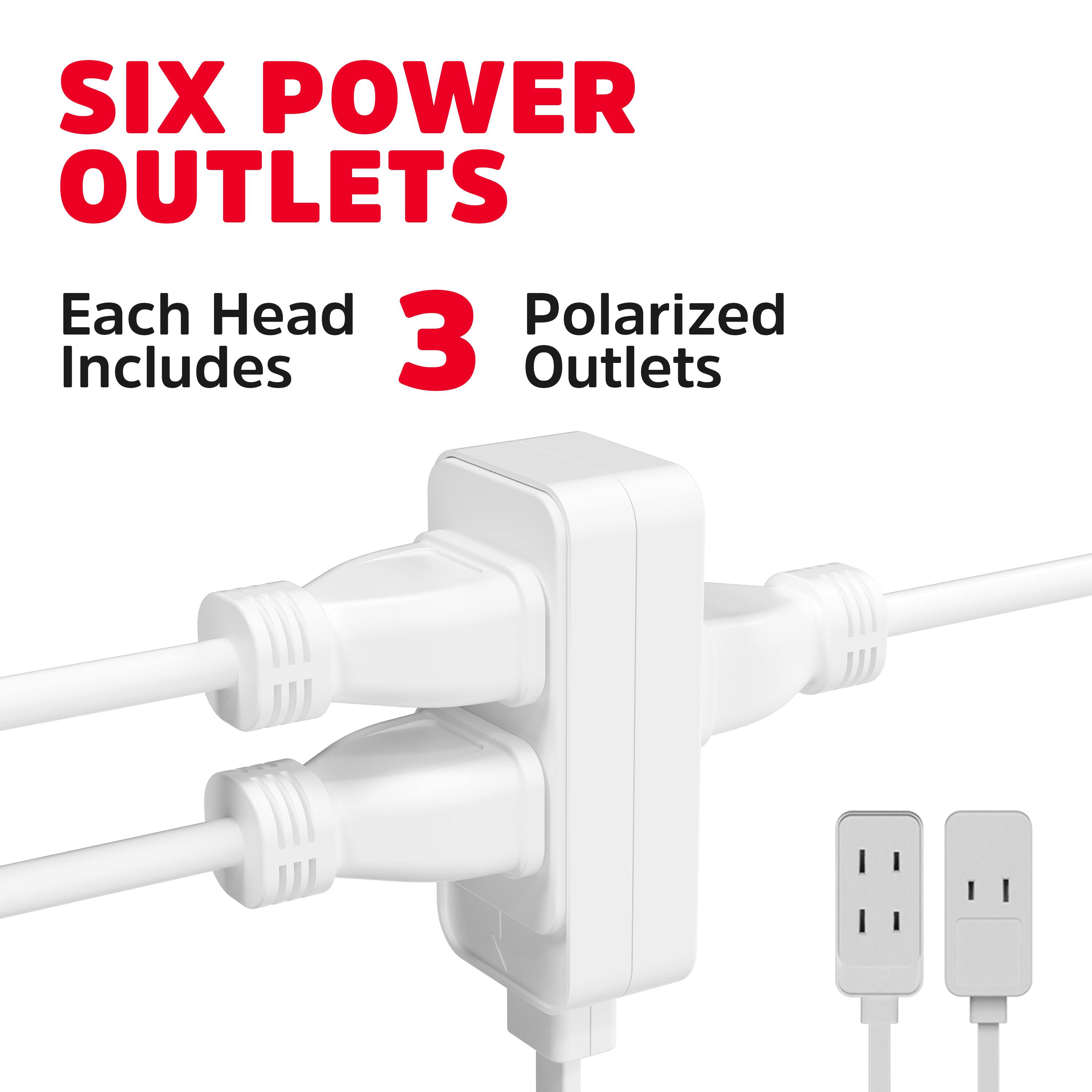 SIX POWER OUTLETS

Each Head Includes 3 Polarized Outlets