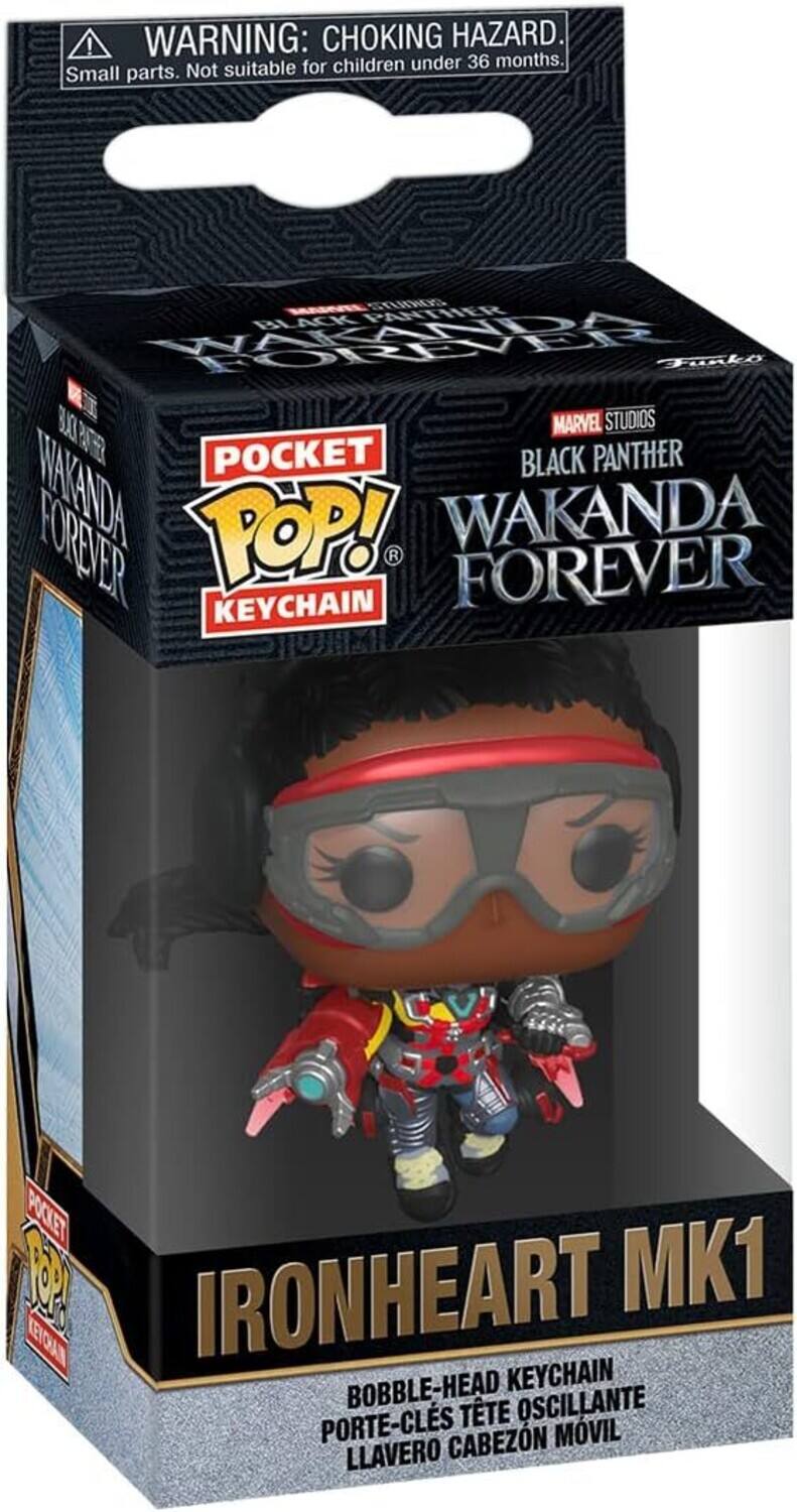 **WARNING: CHOKING HAZARD.**  
Small parts. Not suitable for children under 36 months.

**MARVEL STUDIOS**  
**BLACK PANTHER**  
**WAKANDA FOREVER**

**POCKET POP!**  
**KEYCHAIN**

**IRONHEART MK1**

**BOBBLE-HEAD KEYCHAIN**  
**PORT-CLÉS TÊTE OSCILLANTE**  
**LLAVERO CABEZÓN MOVIL**