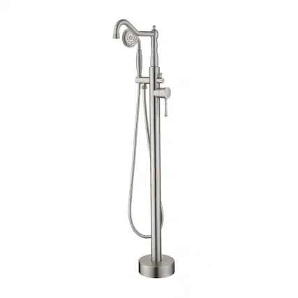 Front. Boyel Living - Brushed Nickel Freestanding Tub Faucet Solid Brass 4.3GPM Spout 1.8GPM Handheld 360° Swivel cUPC - Brushed Nickel.
