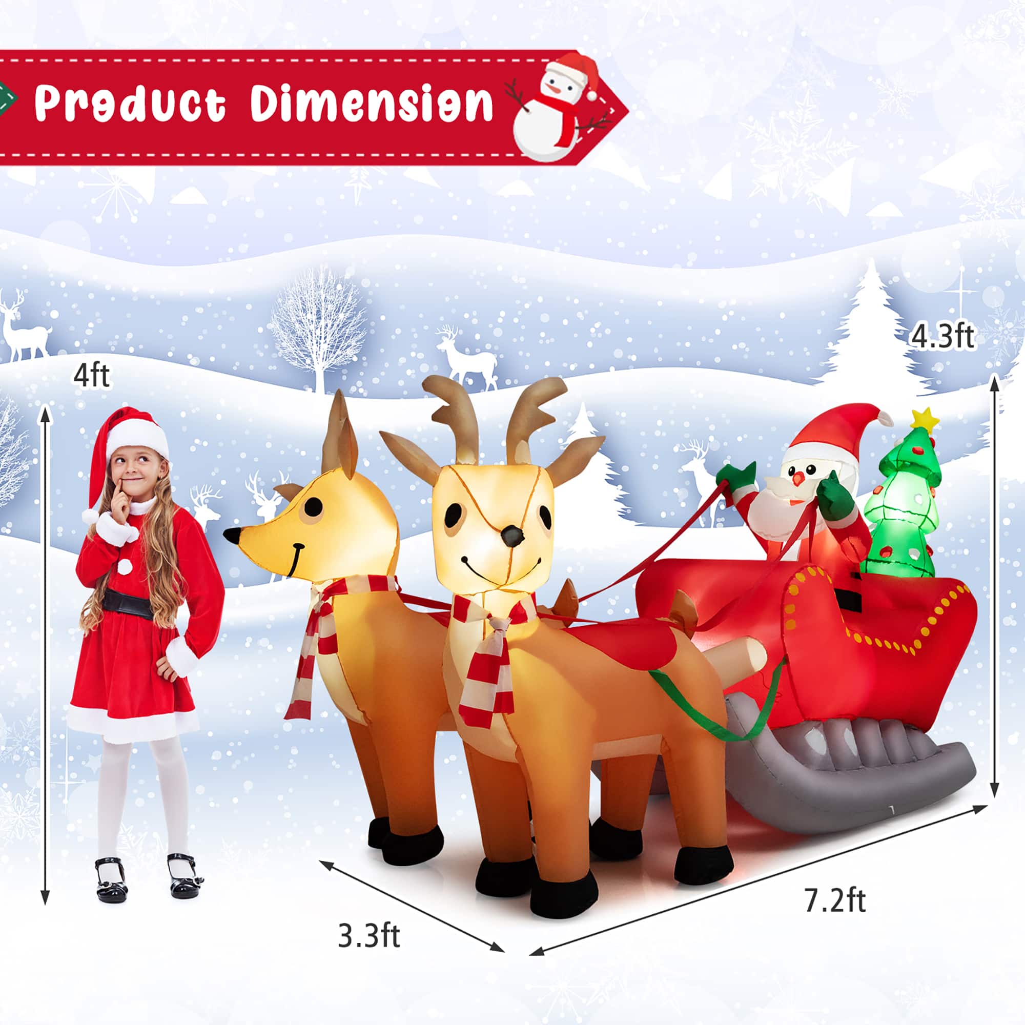 Product Dimension: 4ft, 4.3ft, 3.3ft, 7.2ft