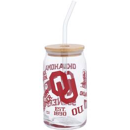 Indigo Falls - Oklahoma Sooners 16oz. Can Glass with Straw - Multicolor