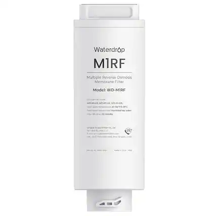 Waterdrop
M1RF
Multiple Reverse Osmosis Membrane Filter
Model: WD-M1RF
Compatible model:
WD-MI-US, WD-MI-UK, WD-MI-DE
Feed water temperature: 41-100°F/5-38°C
Feed water requirement: Municipal tap water
Filter life time: 512 months
Qingdao Ecopure Filter Co., Ltd.
Tel: 1-888-325-3558 (U.S)
E-mail: service@waterdropfilter.com
Add: No.13 Yishengba Road, Jimo, Qingdao, China
EPA Est. No. 93501-CHN-1
Made in China
VO01
24/7 mail service@waterdropfilter.com
Add: No.13 Yishengba Road, Jimo, Qingdao, China