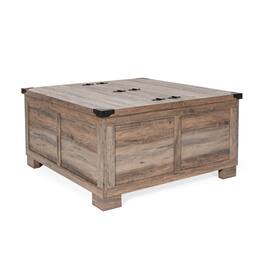 Flash Furniture - Wyatt 35.75" Farmhouse Storage Coffee Table with Hinged Lift Top, Large Coffee Table with Hidden Storage, Wash - Gray