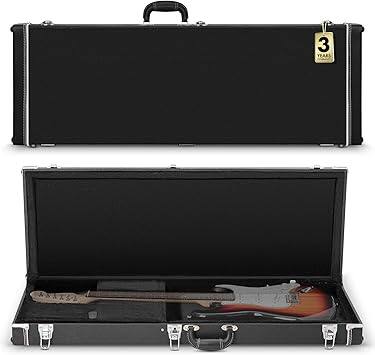 Front. CAHAYA - CAHAYA Electric Guitar Case: Hardshell Guitar Gig Case with 0.98inch Thick Padding Only for ST Electric Guitars CY0342.