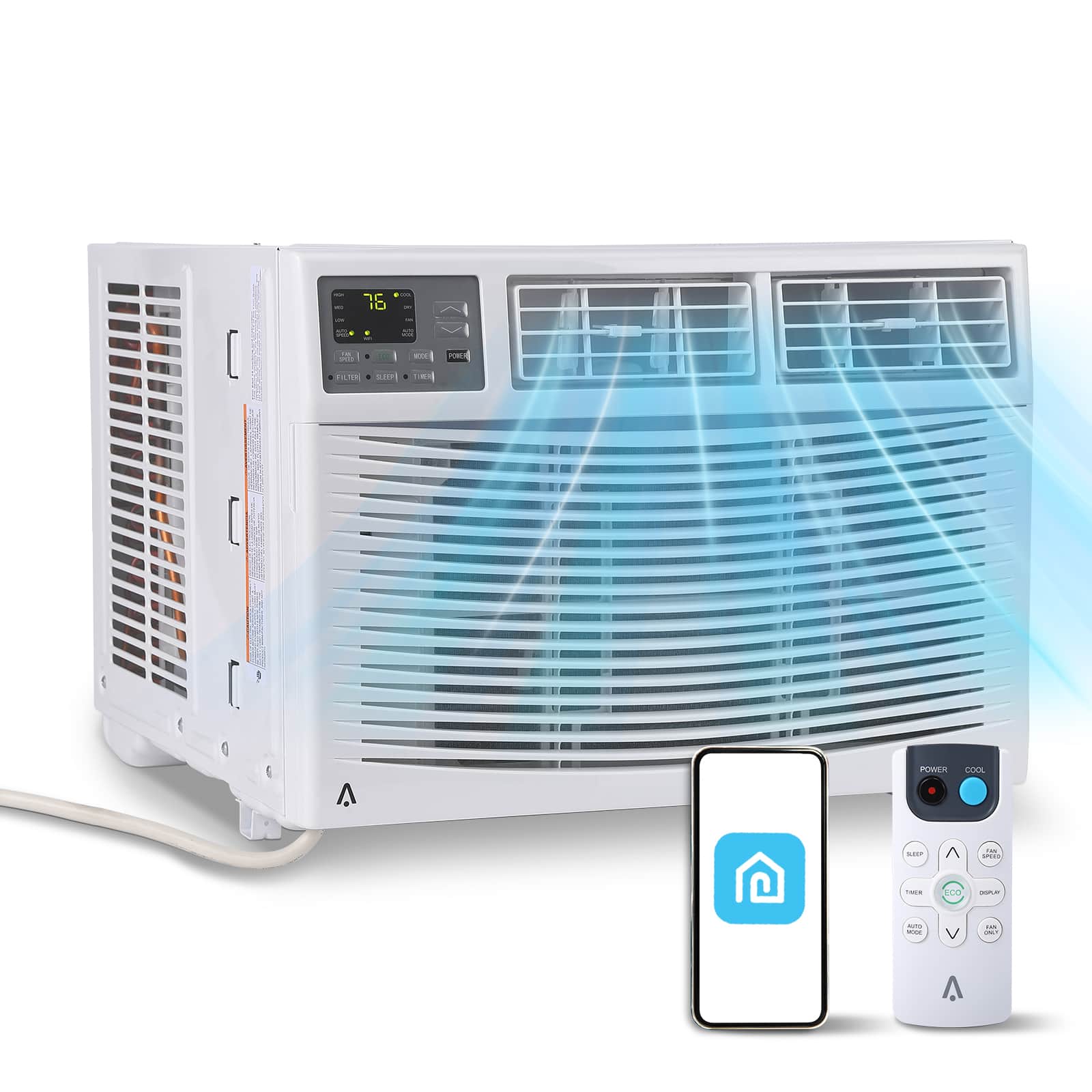 TROPOW - 12,000 BTU Window Air Conditioner, 115V Wi-Fi Enabled AC Unit, Cools 550 Sq Ft Room, for Apartment, Living Room, Office - White