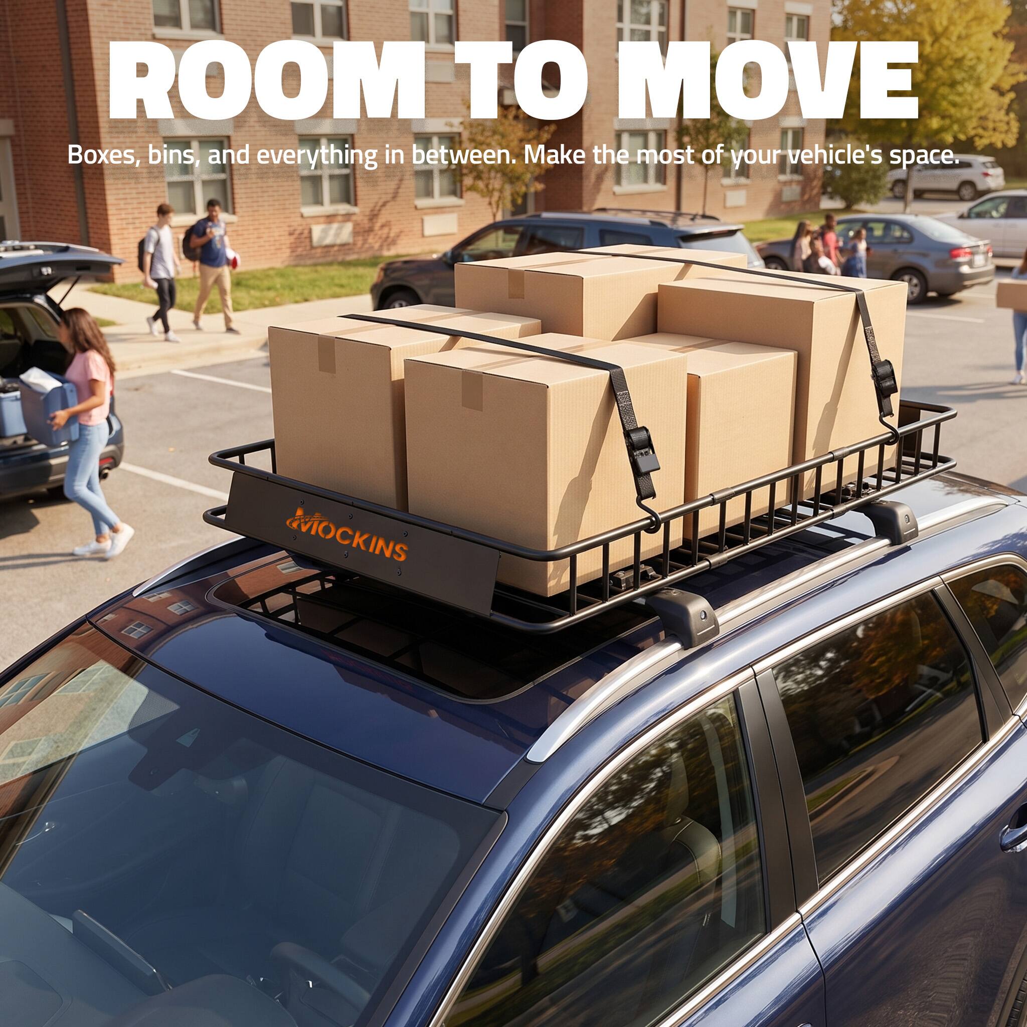 ROOM TO MOVE  
Boxes, bins, and everything in between. Make the most of your vehicle's space.  
MOCKINS