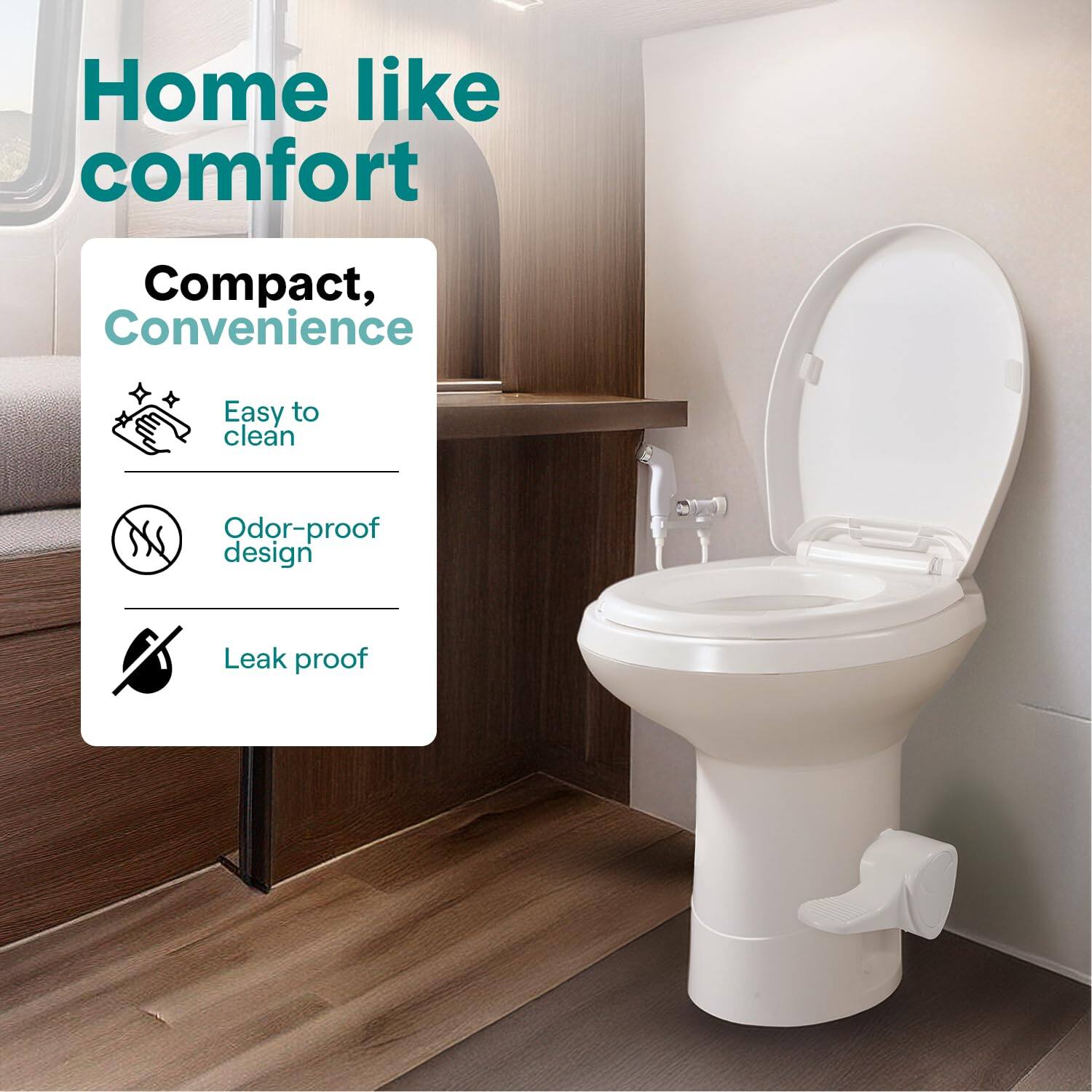 Home like comfort

Compact, Convenience

- Easy to clean
- Odor-proof design
- Leak proof