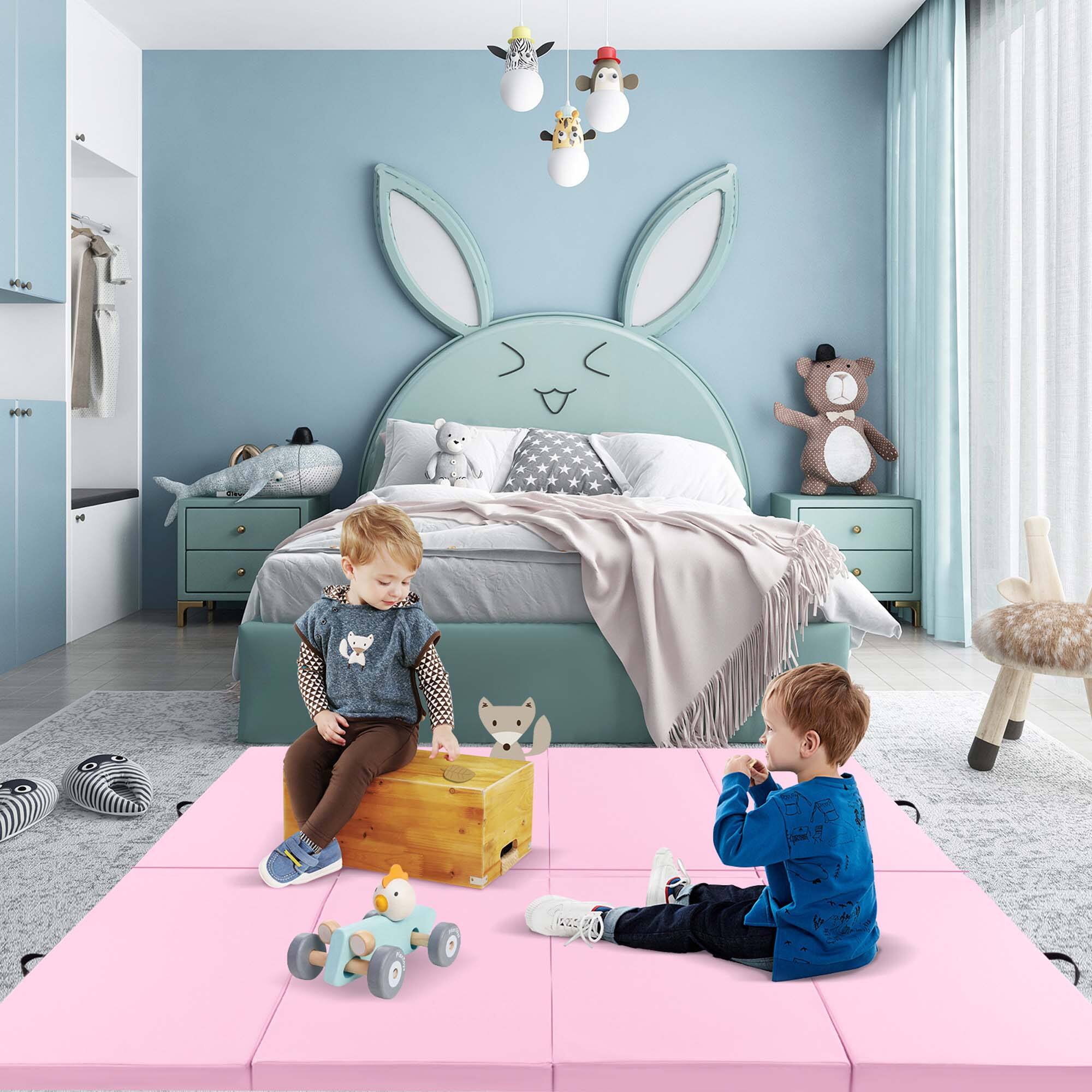 Alt View 4. Costway - Costway 10' x 4' x 2" 4-Panel Folding Exercise Mat with Carrying Handles for Gym Yoga - Light Pink.