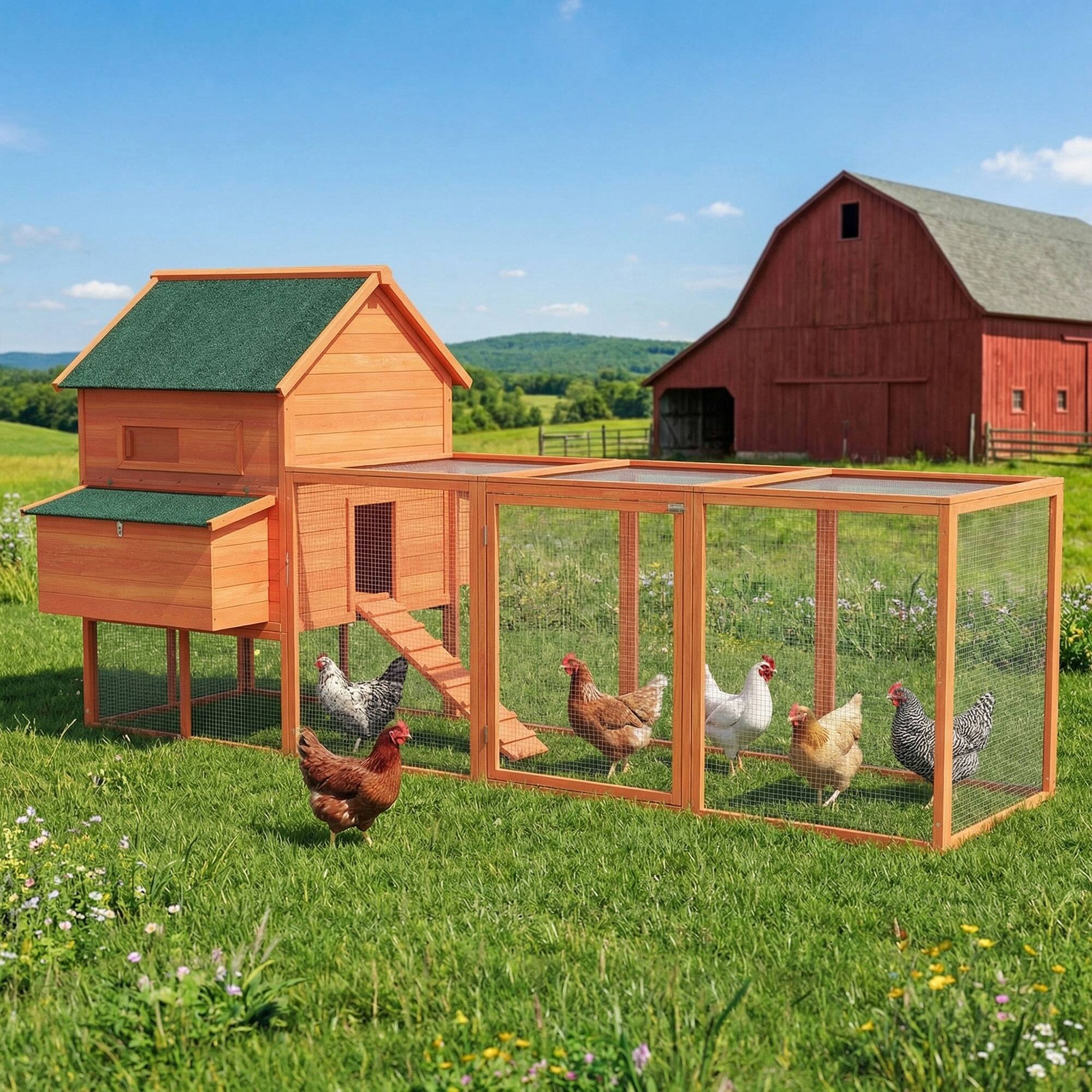 Alt View 8. Pawhut - Wooden Chicken Coop for 4-6 Chickens - Orange.