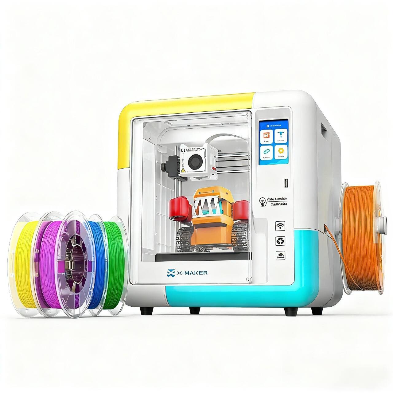 HOMLUX - AOSEED X-MAKER Kid 3D Printer: The Perfect Family STEM Project | Includes 4 PLA, 3D Design App & AI for Creative Fun - White