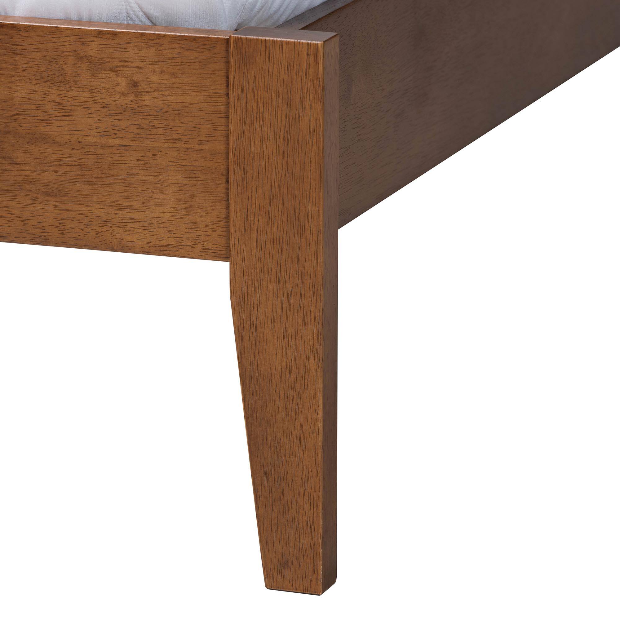 Alt View 1. Baxton Studio - Fleur Mid-Century Woven RatWood Queen Size Bed - Walnut Brown.