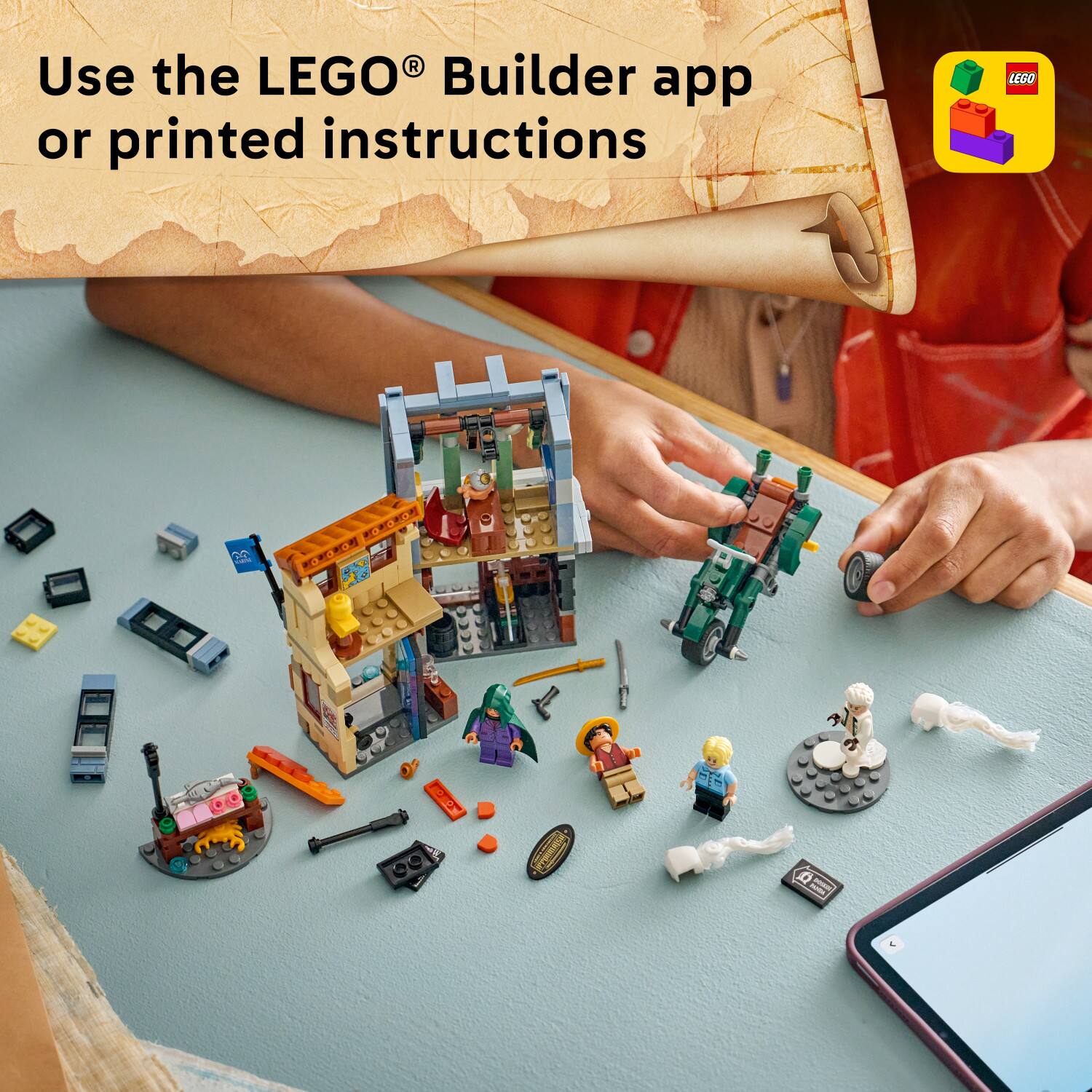 Use the LEGO® Builder app or printed instructions