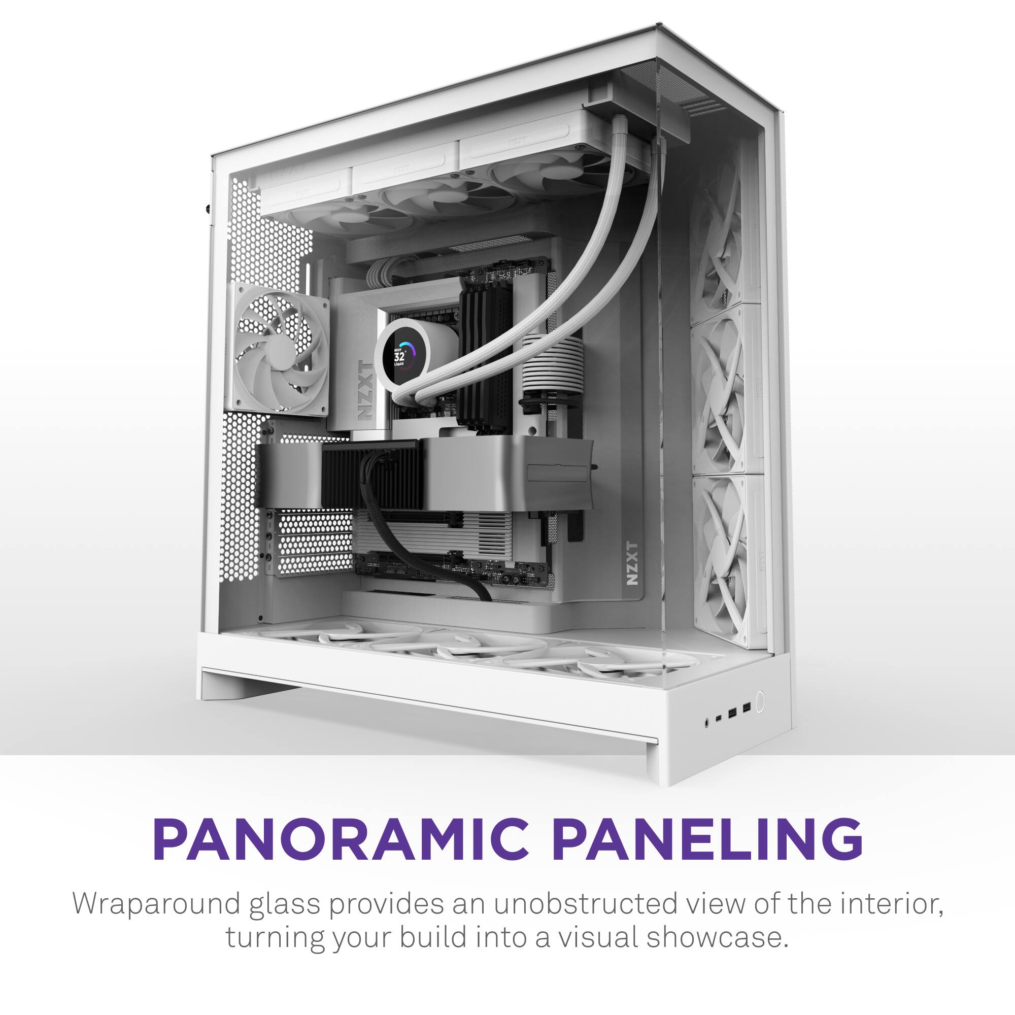 NZXT HI6Tg NZXT Panoramic Paneling Wraparound glass provides an unobstructed view of the interior, turning your build into a visual showcase.