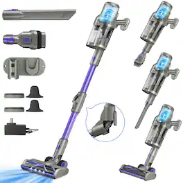 HENMAL - Cordless Stick Vacuum Cleaner 450W 45kPa Rechargeable