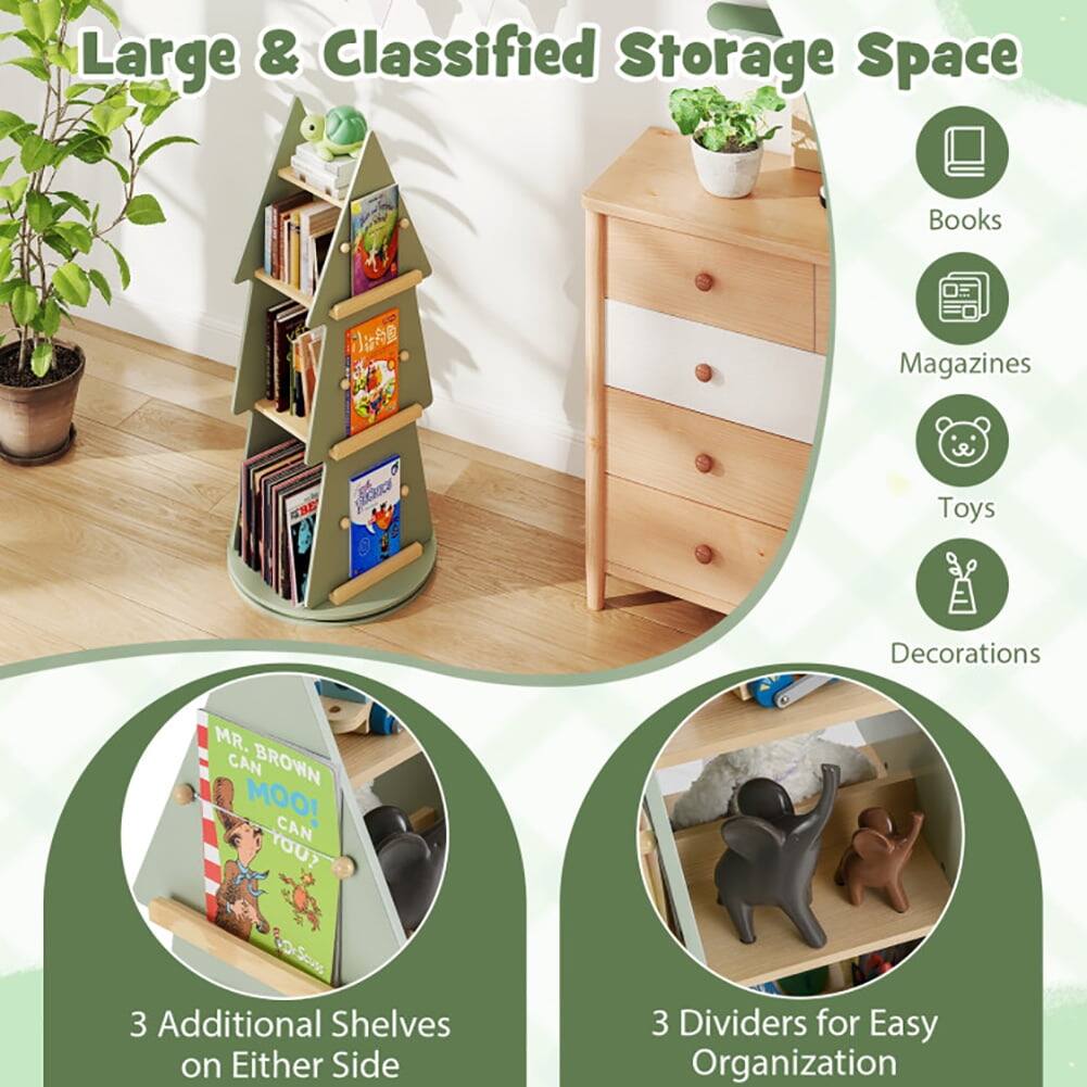 Large & Classified Storage Space  
Books  
Magazines  
Toys  
Decorations  

3 Additional Shelves on Either Side  
3 Dividers for Easy Organization