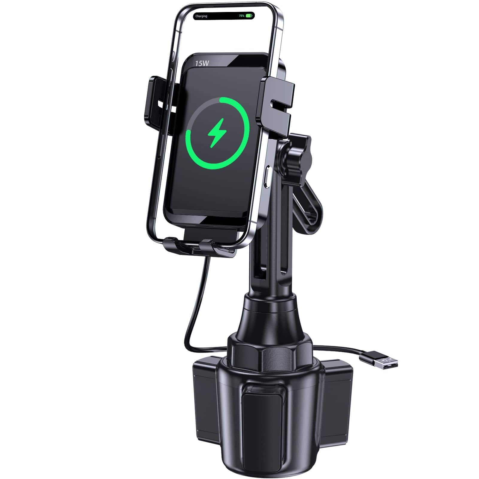 HM 1810 - Wireless Car 15w 10w 7 5w Phone Mount Auto Clamping Fast Charging Air Vent For 16 15 14 13 12 Pro - Cup holder