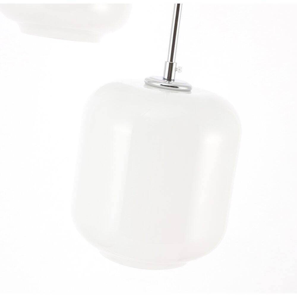Alt View 1. Living District - Collier 3 Light Chrome And Frosted White Glass Pendant - Chrome And Frosted White Glass.