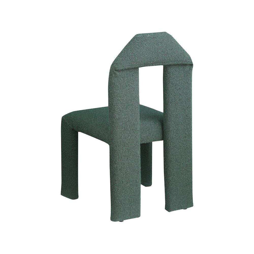 Alt View 4. Meridian Furniture - Bennett Green Boucle Fabric Dining Chair, Set of 2 - Green.