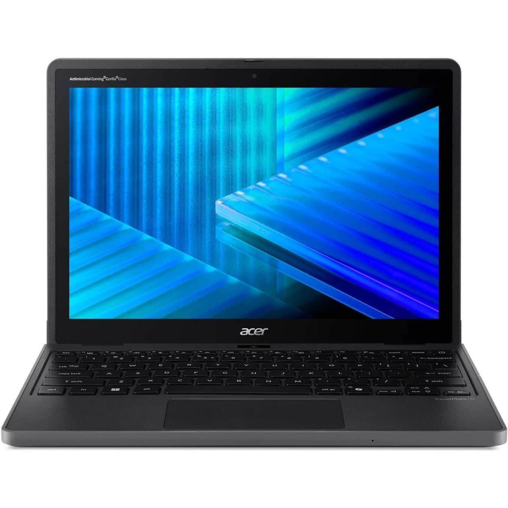 Acer - TravelMate B3 Spin 12 B312RN-31 2-in-1 12.2" IPS LCD 1920 x 1200 (WUXGA) Touch Screen - Intel N-Series - 128GB eMMC - Black - Angle_Zoom