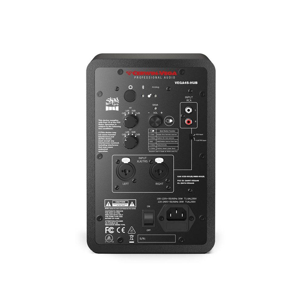 @CERWIN-VEGA PROFESSIONAL AUDIO VEGA45-HUB

Andog Skaa Bre - 1 -n 2 Lm SEAA

INPUT RCA
T " me Hm L 50 2

INPUT XLR/TRS DAR - - LEFT RIGHT PUS - - - -

FAUTIOR 100 25/ 20W

11 AALZSOV 220-240V-50/SOH 30W

VOFCJAET oN I - FC CE

S/N: