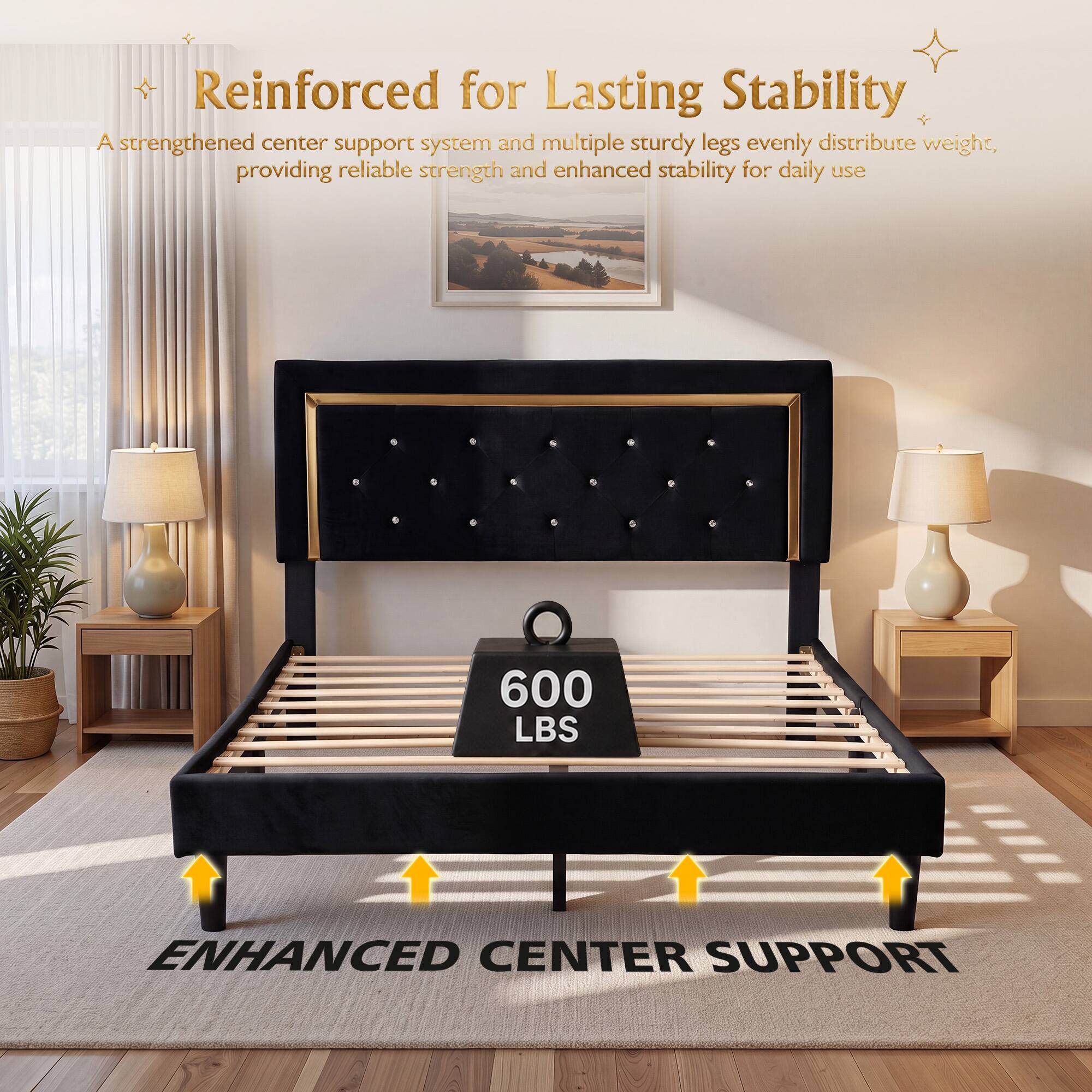 Reinforced for Lasting Stability

A strengthened center support system and multiple sturdy legs evenly distribute weight, providing reliable strength and enhanced stability for daily use

600 LBS ENHANCED CENTER SUPPORT
