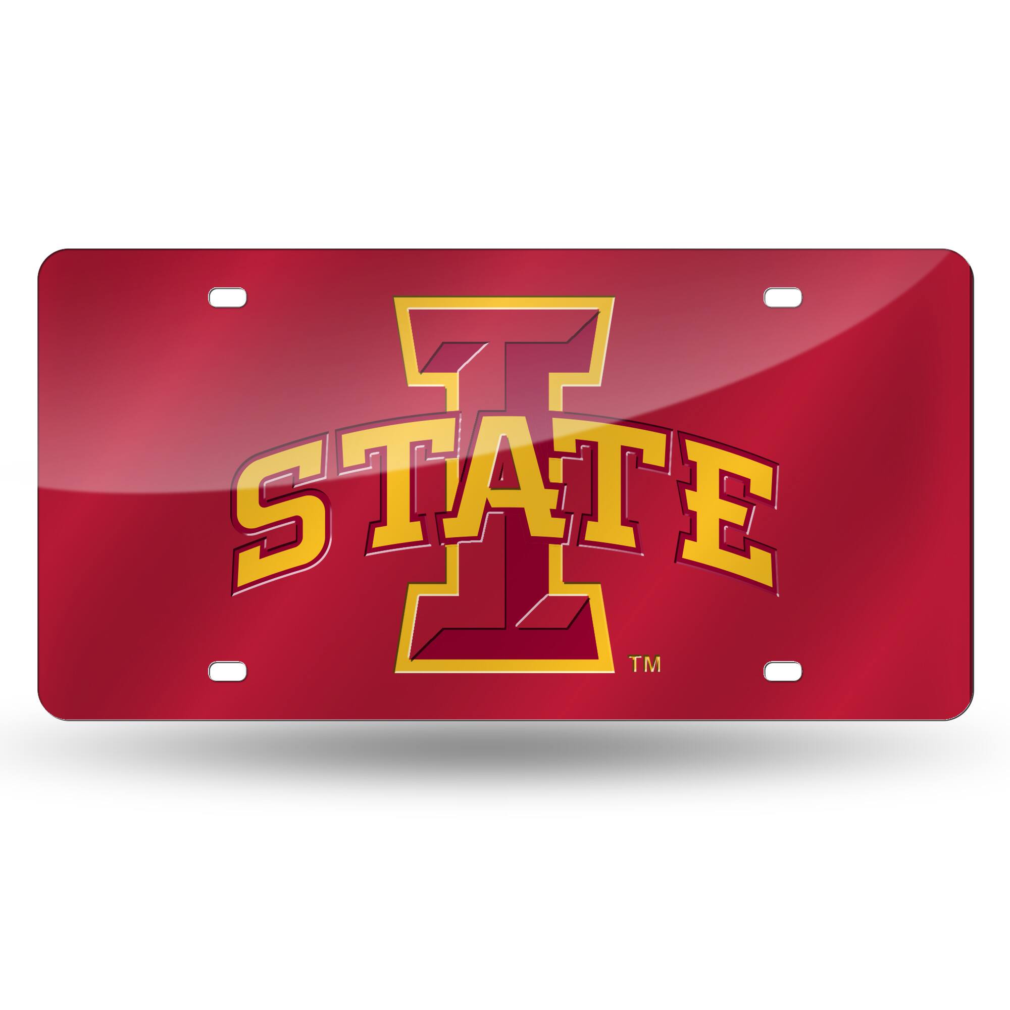 Iowa State Cyclones Red Mirror Look Acrylic License Plate Laser Tag