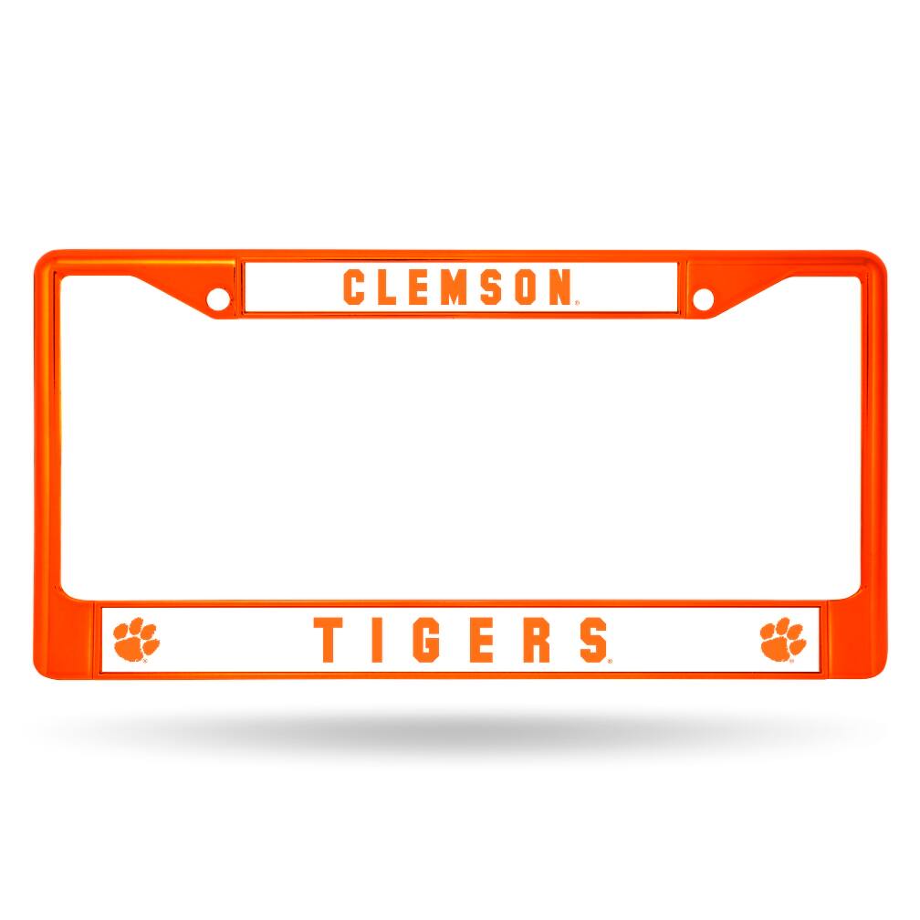 Clemson Tigers Chrome Metal (Orange Painted) License Plate Frame