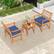 Alt View 3. Costway - 3 PCS Acacia Wood Patio Bistro Set Outdoor Chairs with Coffee Table for Porch - Navy,Natural.