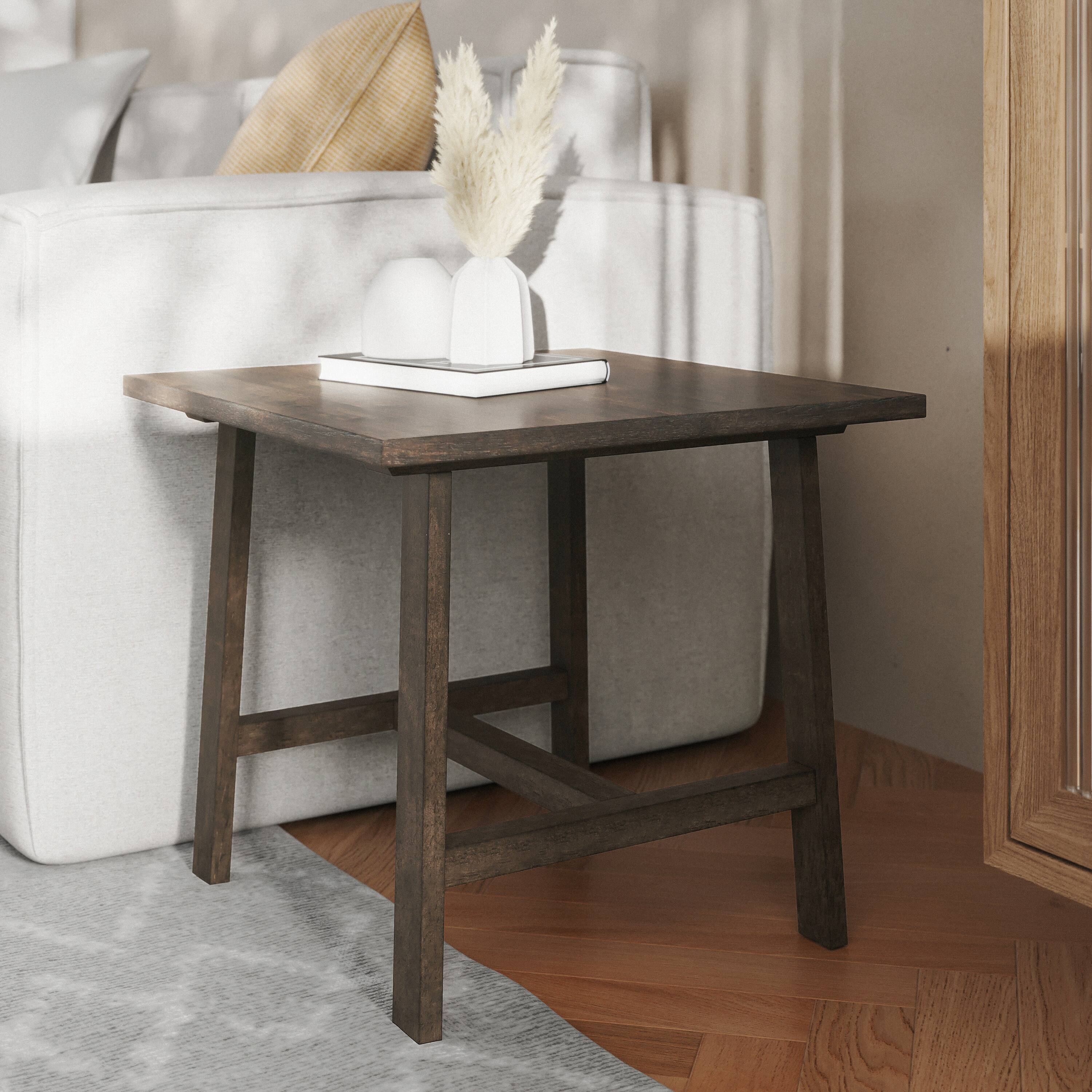 Alt View 3. Flash Furniture - Eli Solid Wood Farmhouse End Table, Trestle Style Accent Table in Dark Gray - Gray.