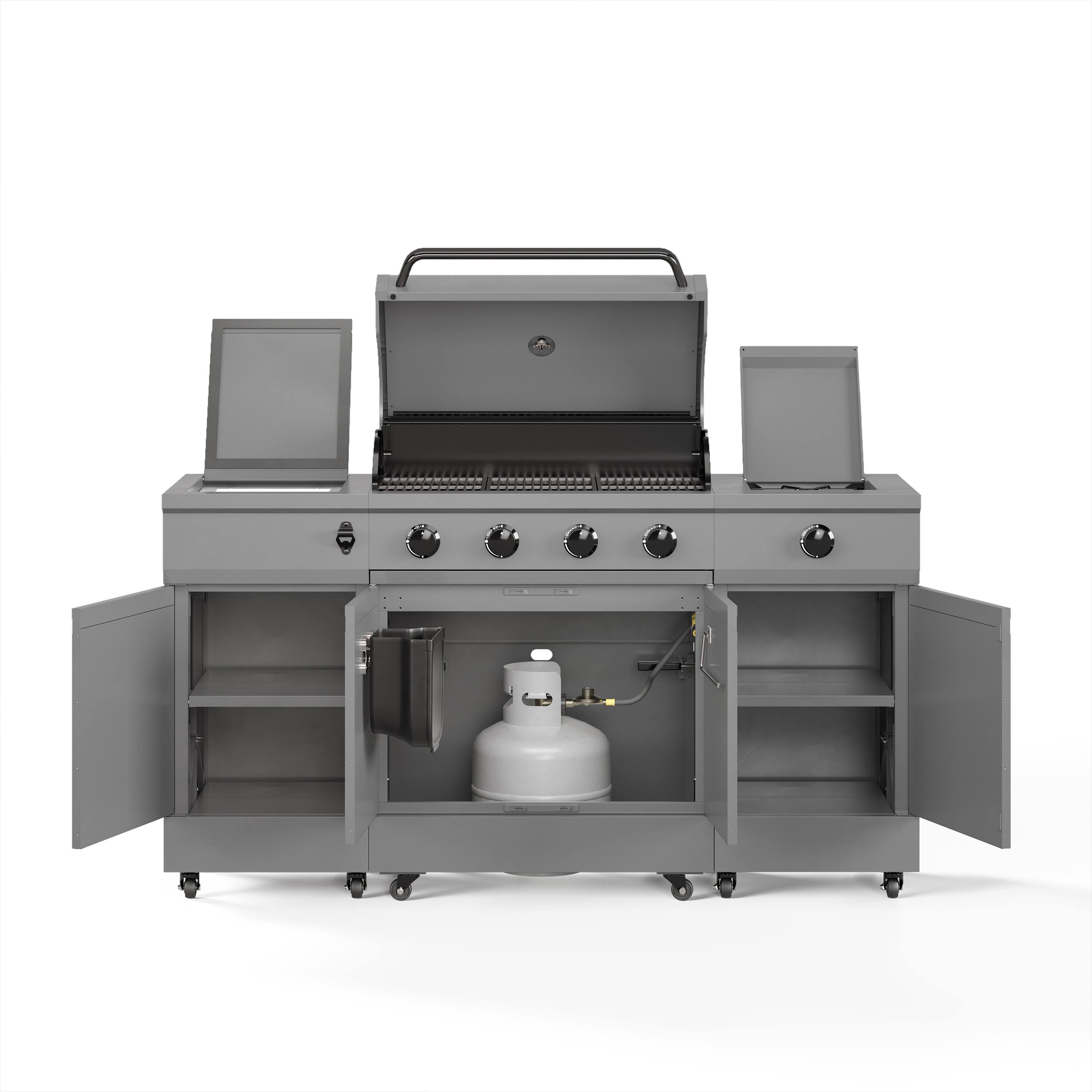 Left. TYTUS Grills - Fresno Series Island Grill - Gunmetal Gray.