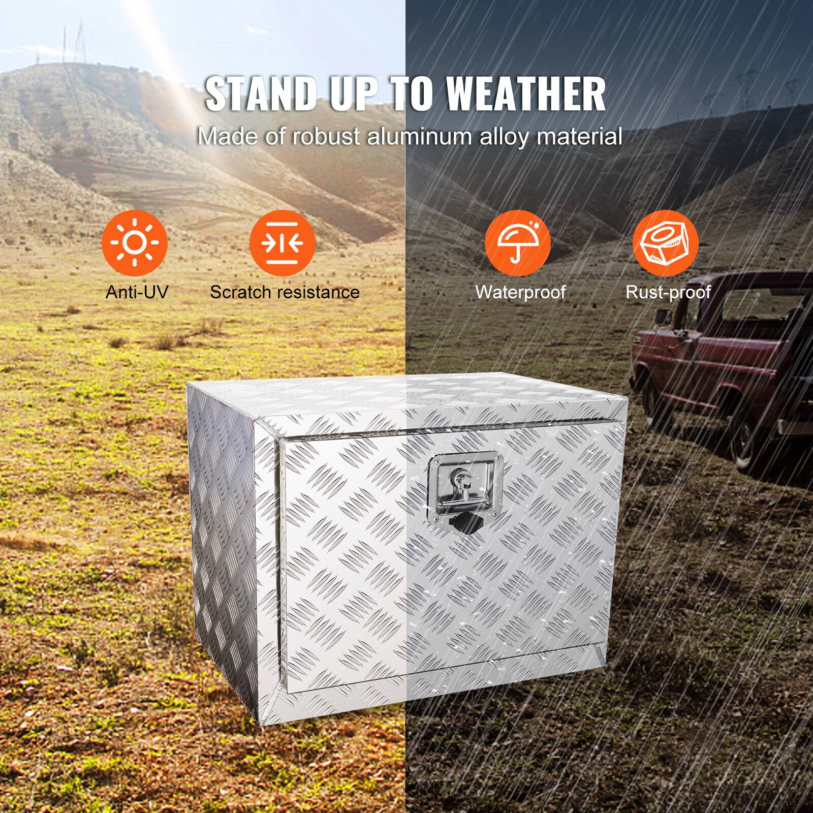 STAND UP TO WEATHER
Made of robust aluminum alloy material
Anti-UV
Scratch resistance
Waterproof
Rust-proof