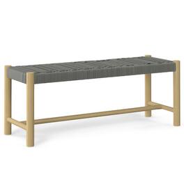 Simpli Home - Dahlia SOLID ACACIA WOOD 18 inch x 46 inch Contemporary Outdoor Indoor Bench in Grey - Gray