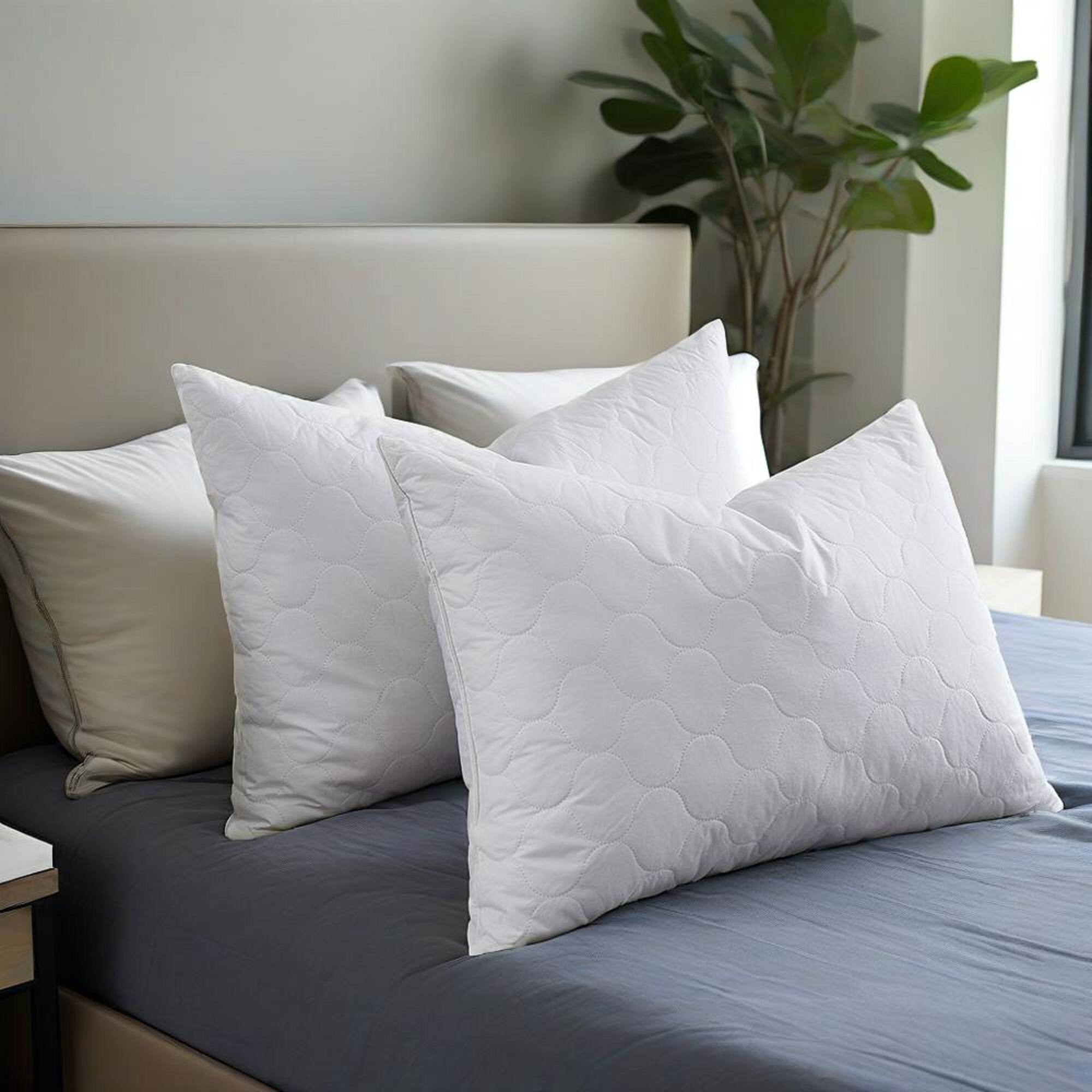 Alt View 1. Peace Nest - Peace Nest Quilted Goose Feather Down Pillows Set of 2 - White.