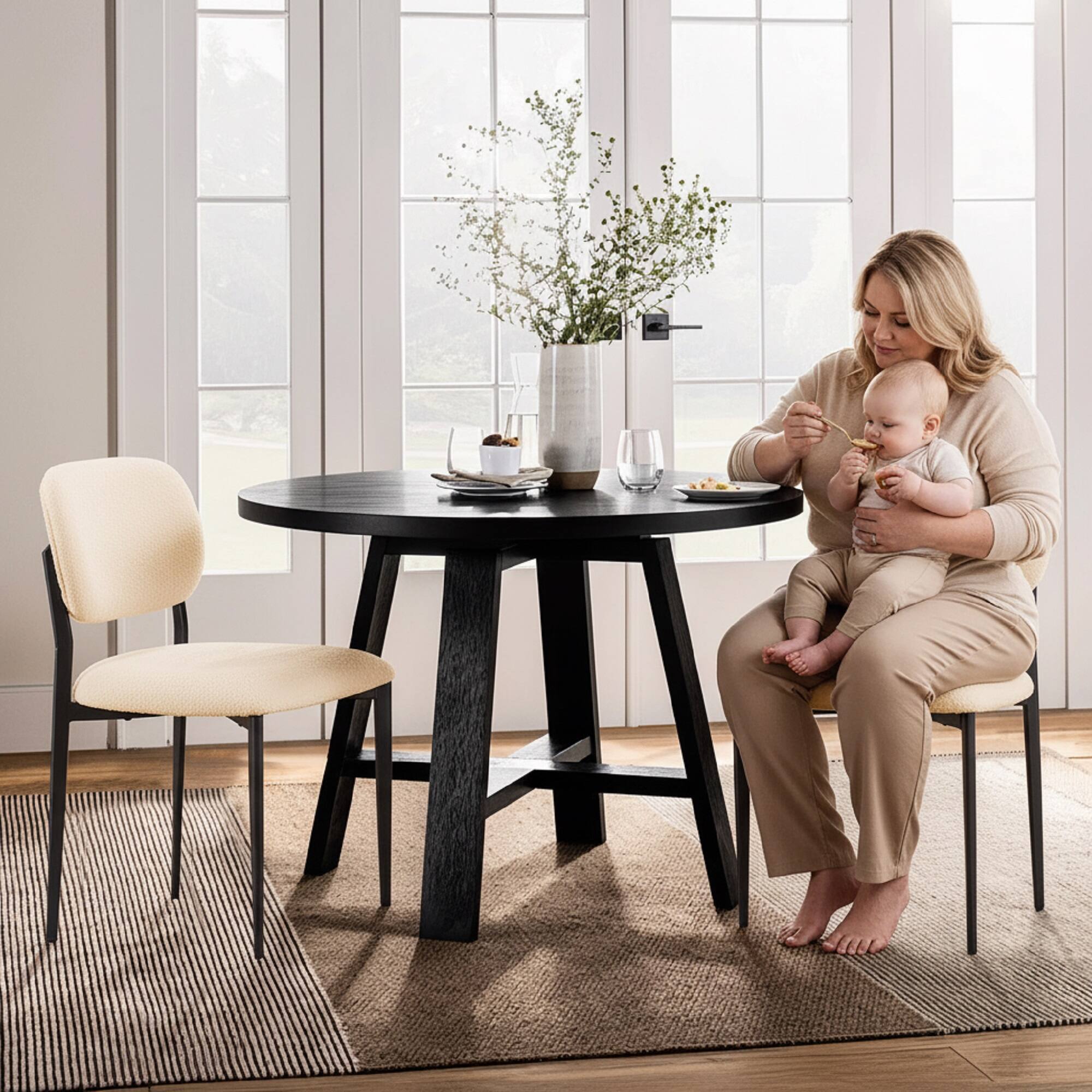 Angle. FERPIT - FERPIT Upholstered Dining Chairs Metal Legs, Sherpa Fabric Dining Chair Set with Backrest Dining Room Living Room, Beige - Beige.