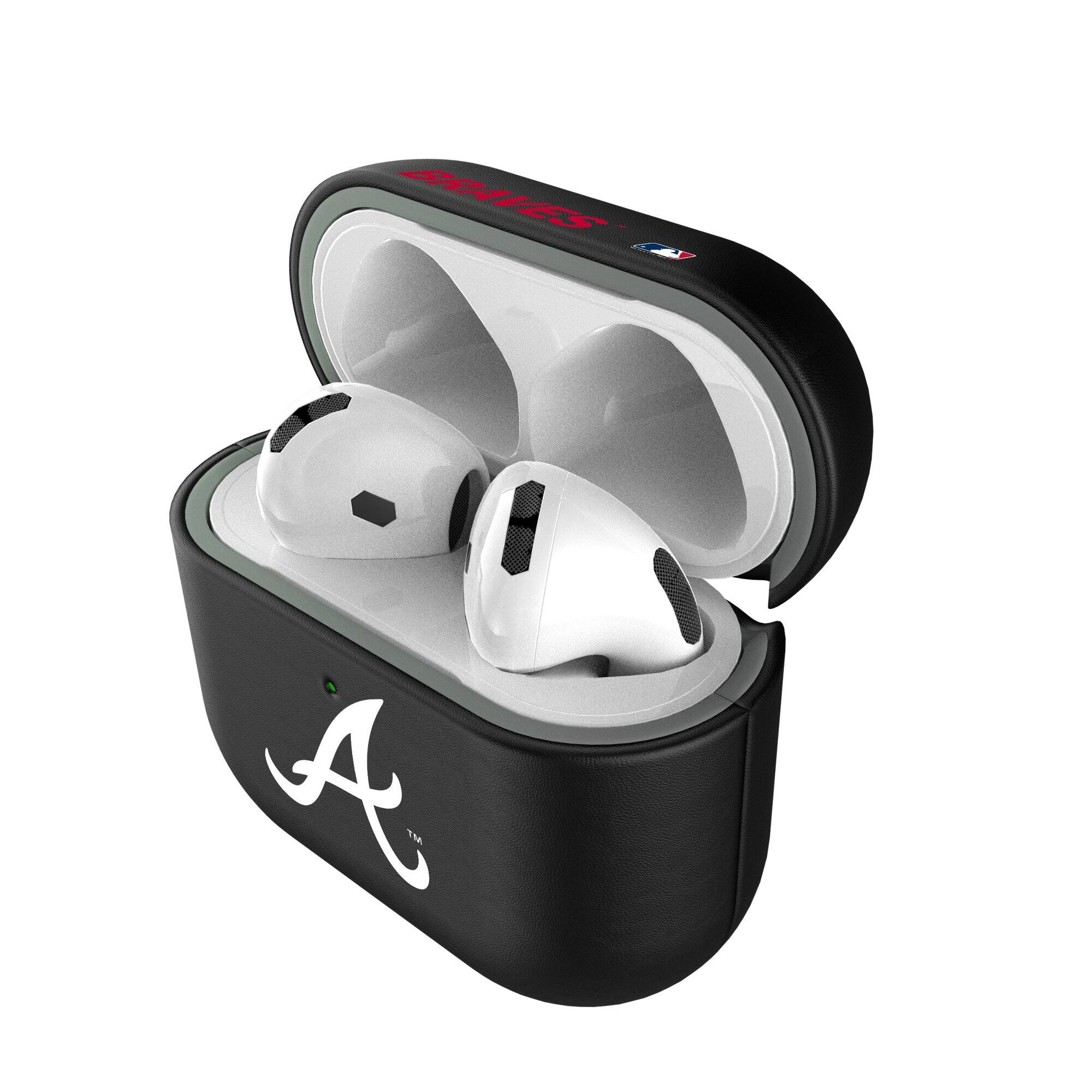 Alt View 3. Keyscaper - Atlanta Braves Atlanta Braves Insignia AirPods 4th Generation Case Cover - No Size - Black.