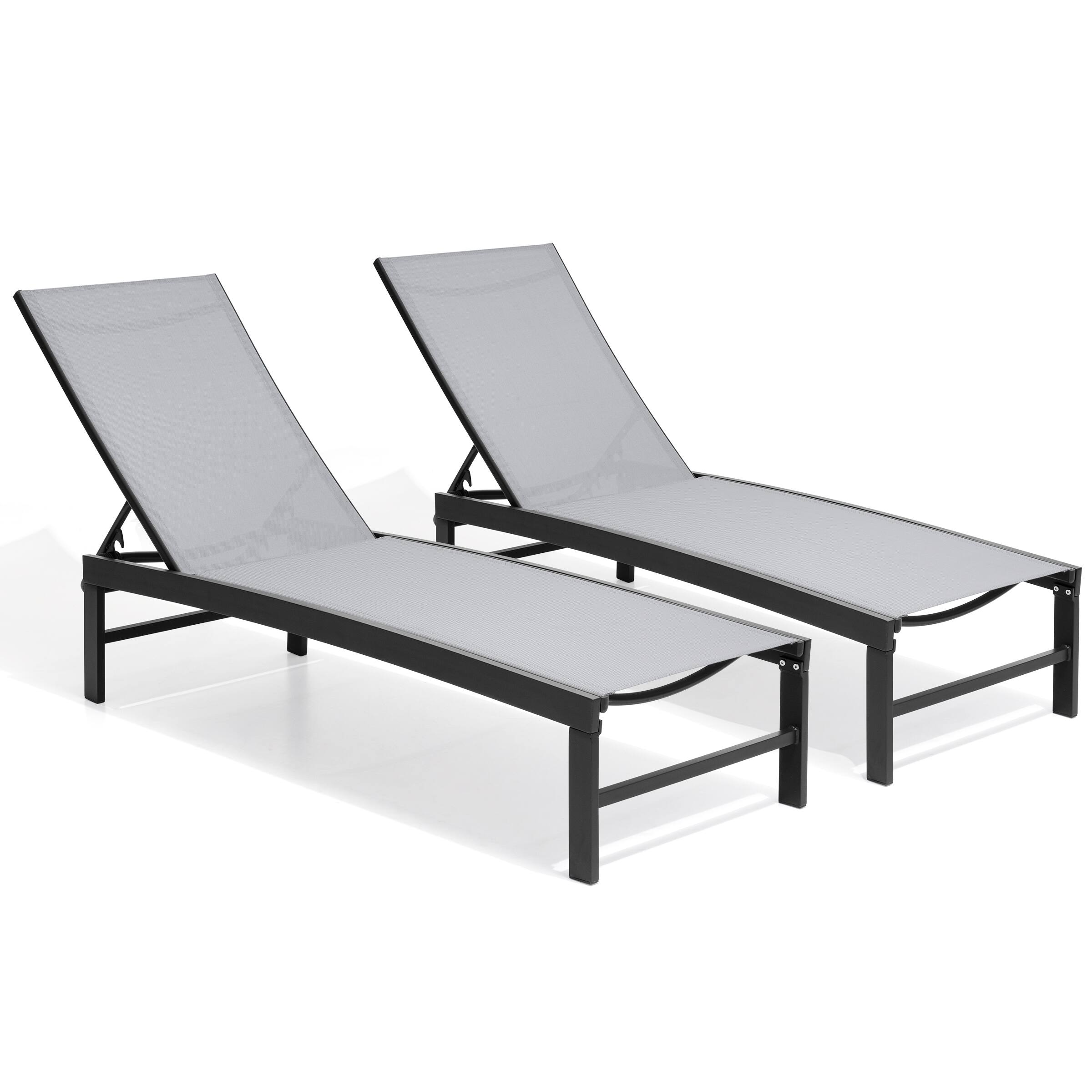 Back. Crestlive Products - Crestlive Products Outdoor Adjustable Aluminum Chaise Lounge Chairs (Set of 2) for Patio Pool Terrace - Light Grey.