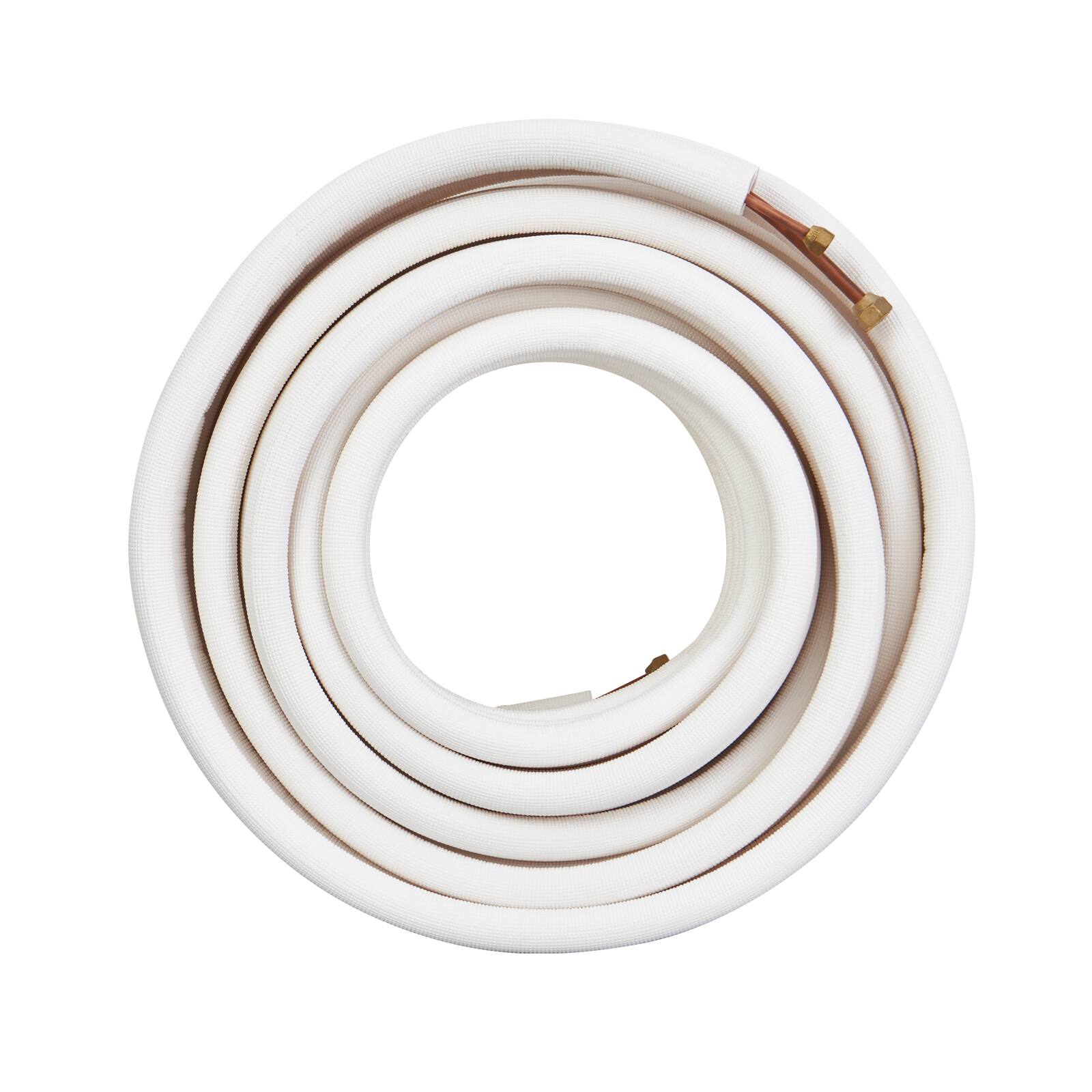 Alt View 5. VEVOR - 50FT Mini Split Line Set, 1/4" & 3/8" O.D Copper Pipes Tubing and Triple-Layer Insulation - White.