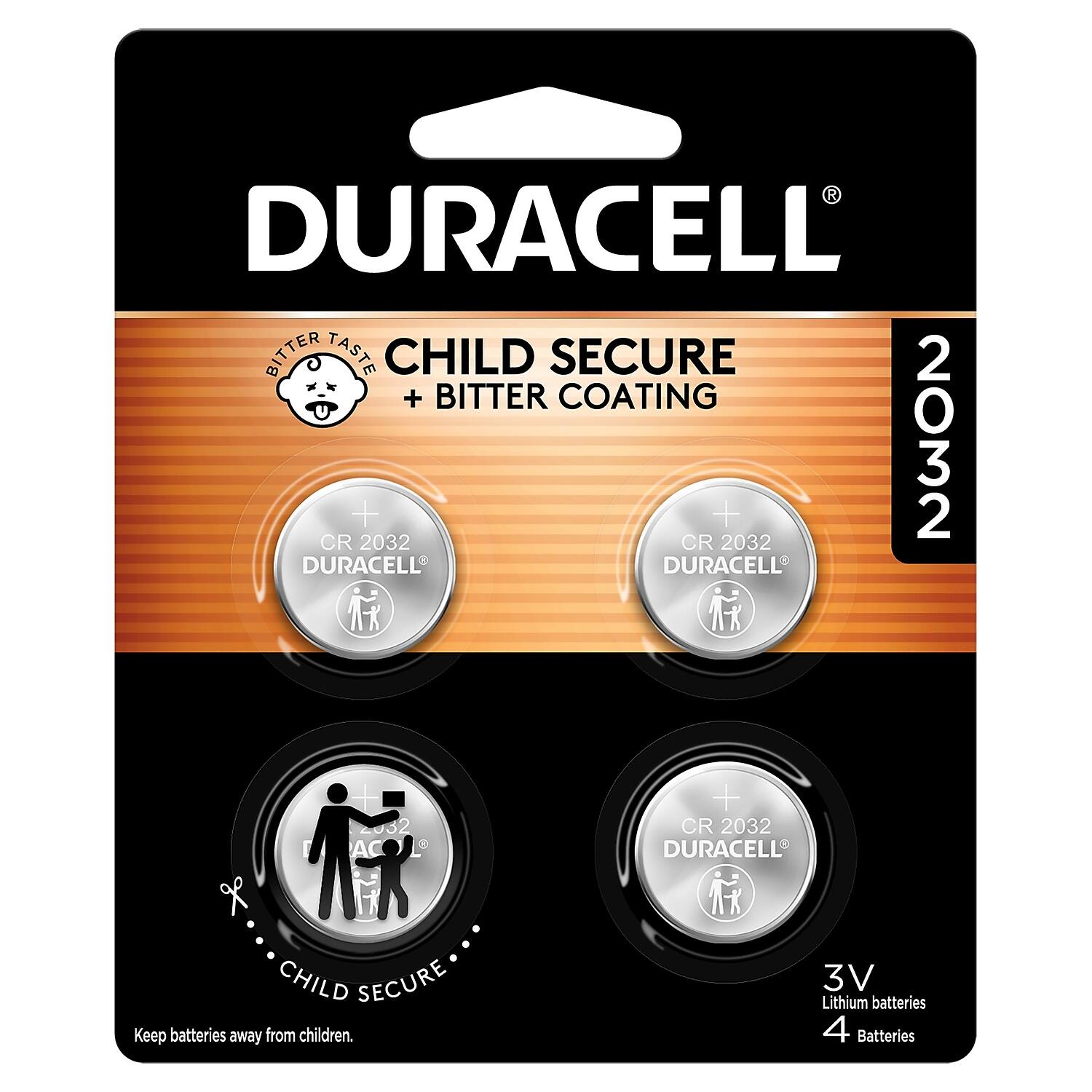 Duracell - 2032 3V Lithium Coin Battery, 4/Pack (DL2032B4PK05)