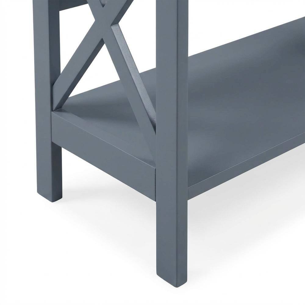 Left. FurniFact - Wooden 3-Tier Bookcase with Non-Lead Base Paint and Storage Shelves - Gray.