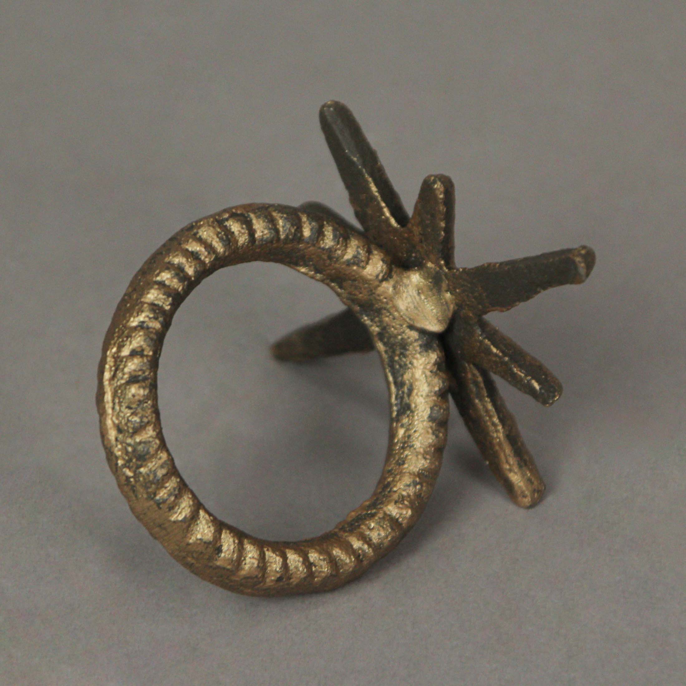 Alt View 2. Zeckos - Set of 6 Gold Cast Iron Mid Century Modern Starburst Napkin Rings Dining Decor - Gold.