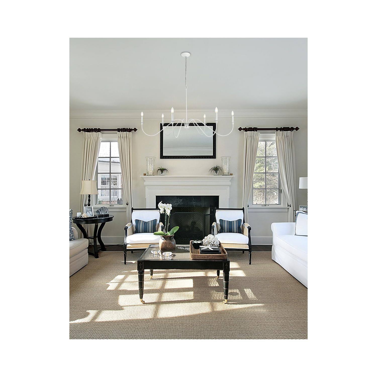 Angle. Living District - Rohan 54 inch chandelier in White - White.