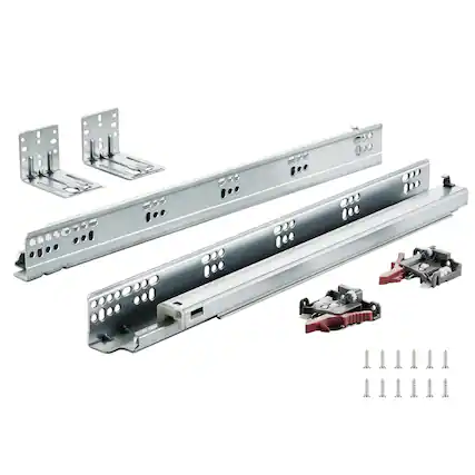 Front. VEVOR - 6 Pairs of 18 Inch Drawer Bottom Side Mount Rails, Heavy Duty Full Ball Bearing Extension Steel Track - Silver.