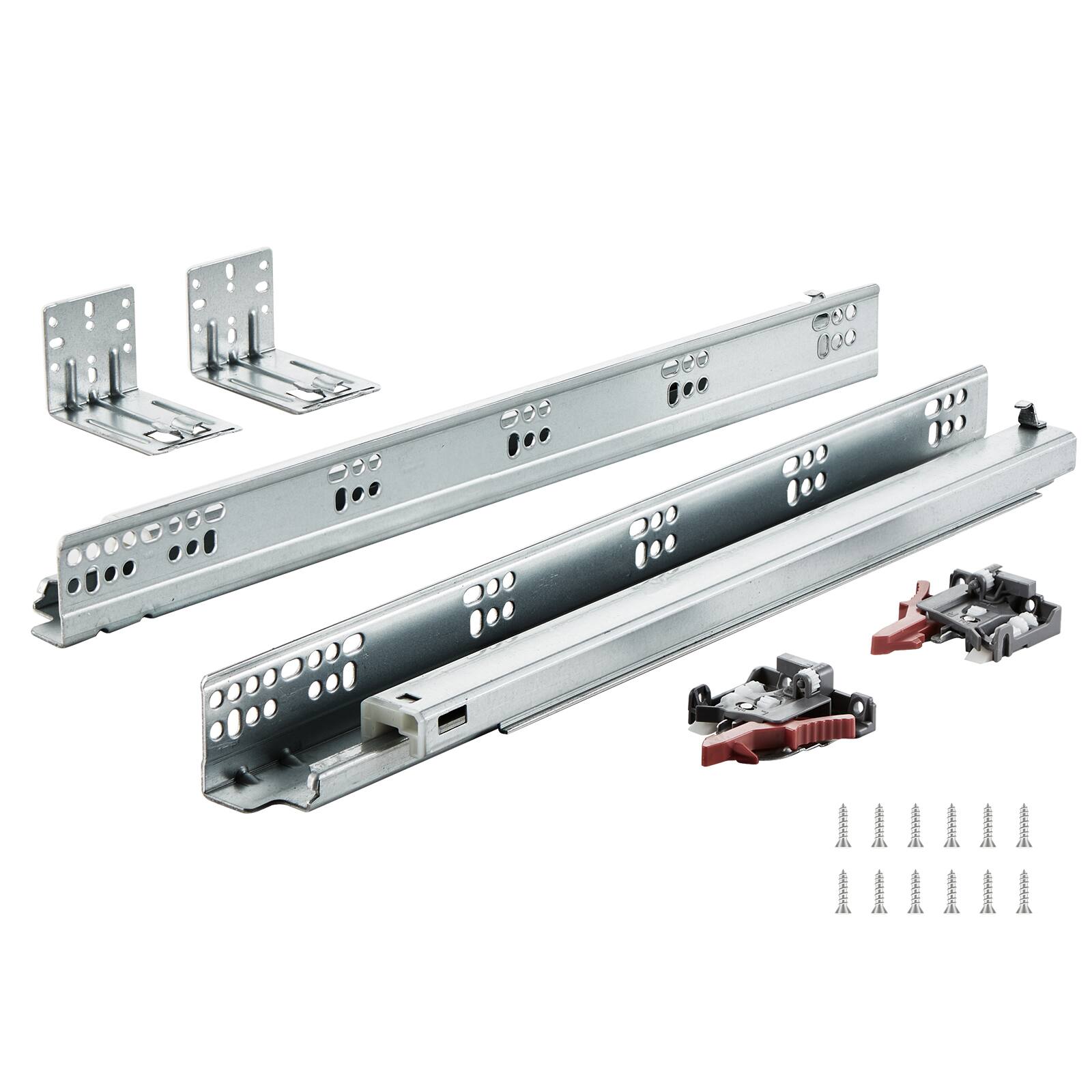 Front. VEVOR - 6 Pairs of 18 Inch Drawer Bottom Side Mount Rails, Heavy Duty Full Ball Bearing Extension Steel Track - Silver.