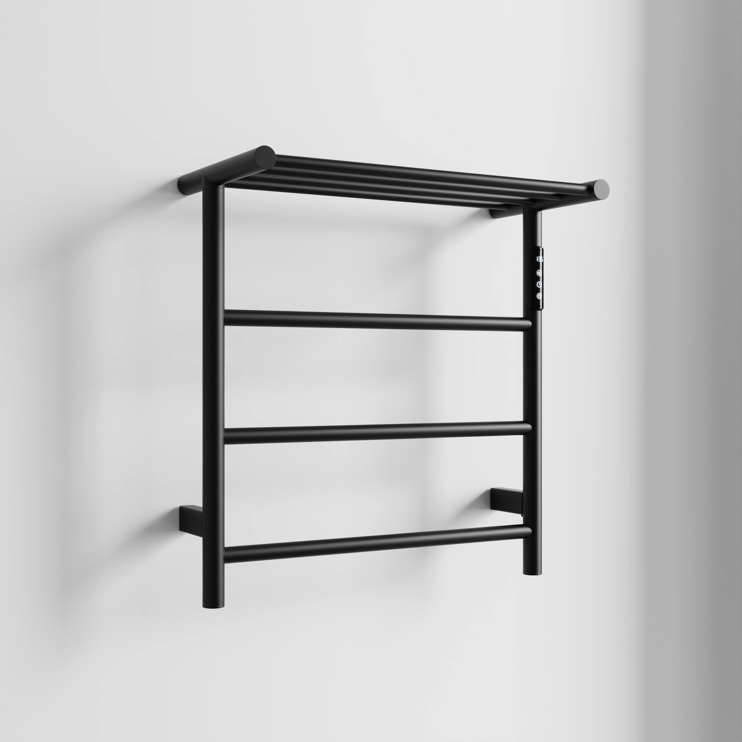 Front. COWLOWN - Heated Towel Rack w Top Shelf 3-Bar Wall Mounted Warmer Touch Timer 304 Stainless Steel Plug-in Hard-Wired - Stainless Steel Finish (Silver).