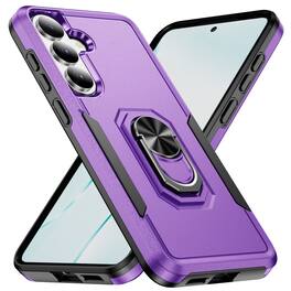 Dteck - for Samsung Galaxy S26 Heavy Duty Phone Case with Foldable Metal Ring Stand,Fit Magnetic Car Holders,Shockproof Cover - Purple/Black