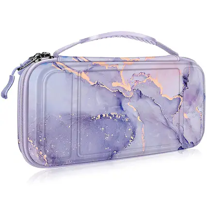 Front. Kitcheniva - Travel Carry Case For Nintendo Switch OLED 2021 And Switch 2017 Lilac Marble - Lilac Marble.